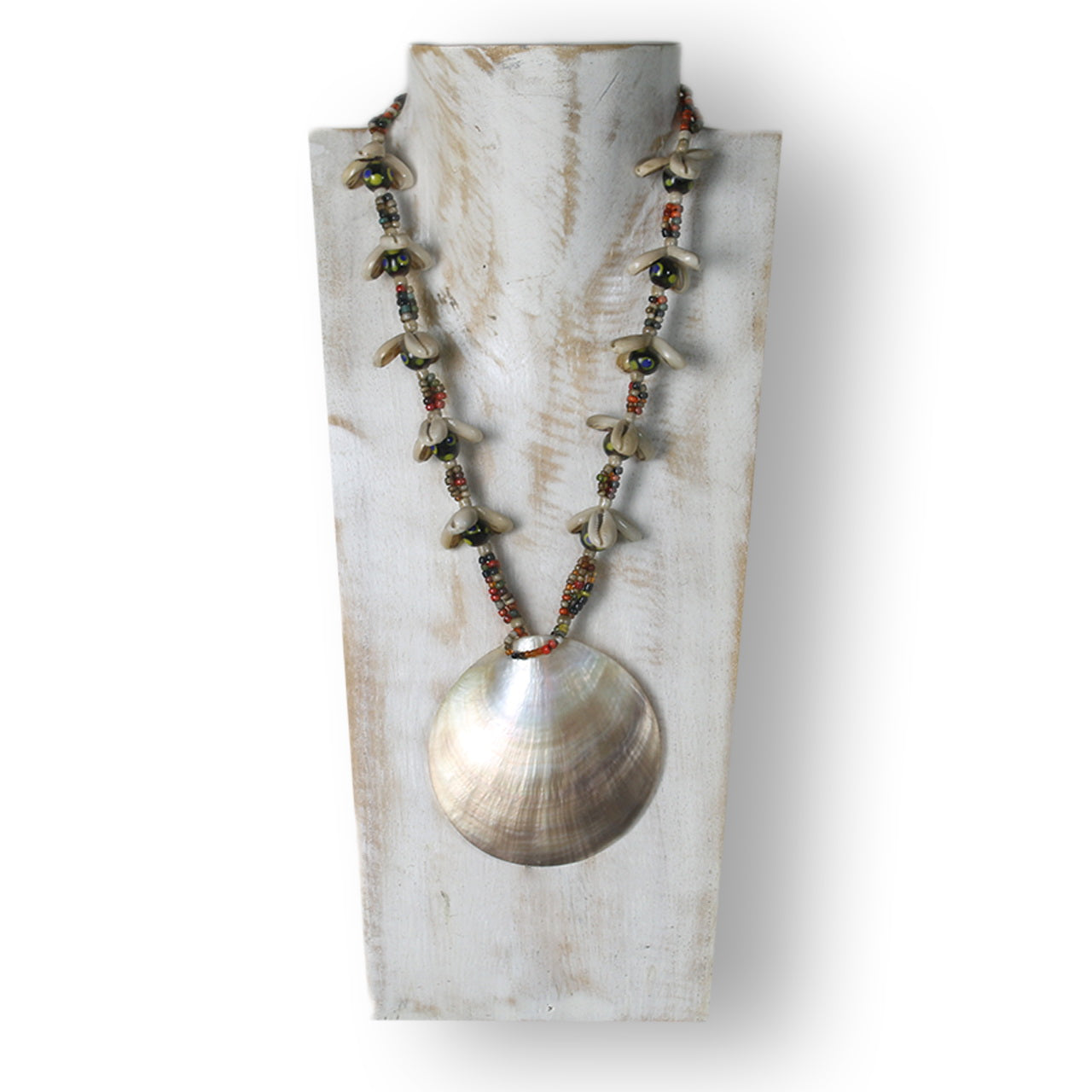 Wooden Jewelry Stand White Wash 30cm (12") | Necklace Display Bust