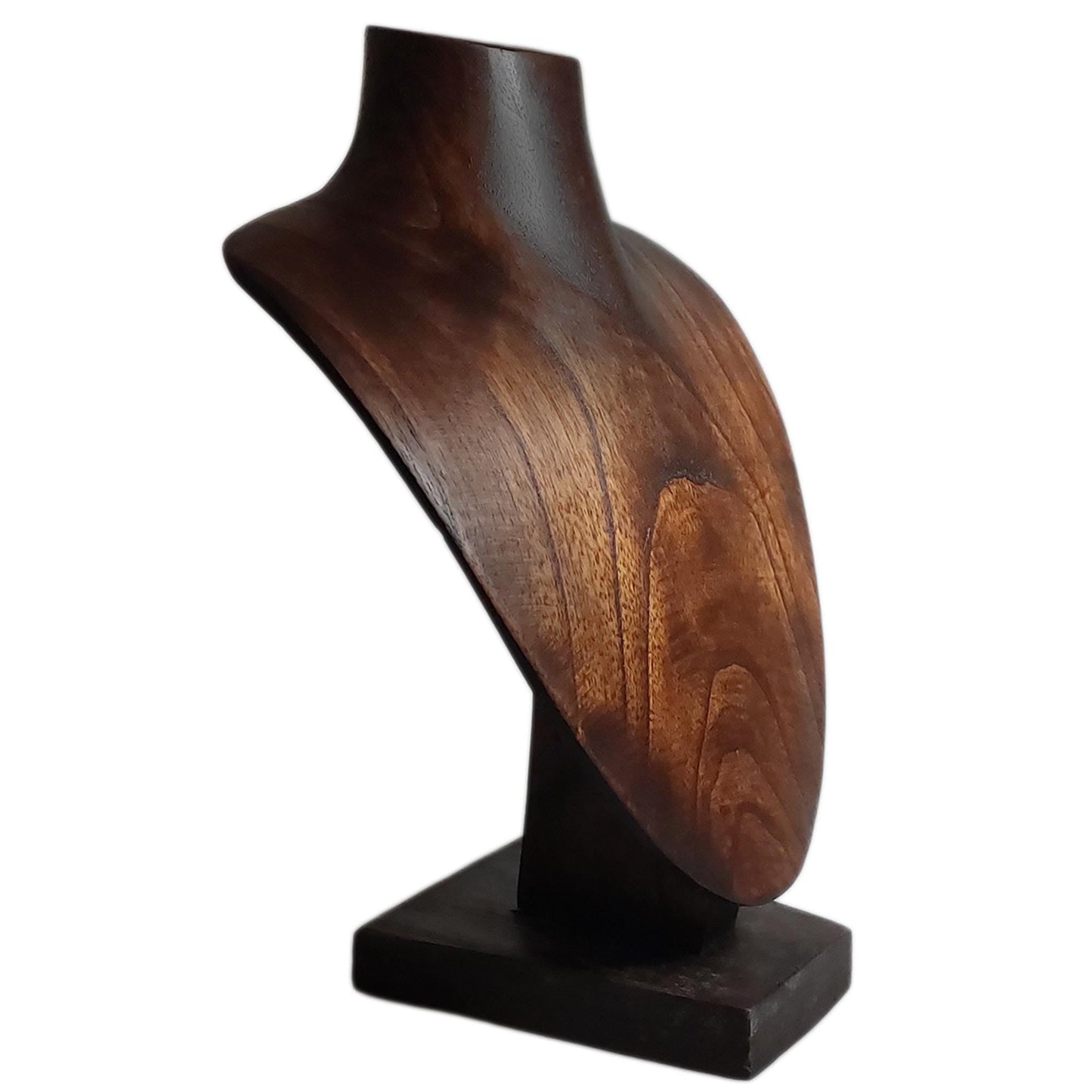 Wooden Jewelry Stand Deep Brown 25cm (9.8") | Round Necklace Display Bust