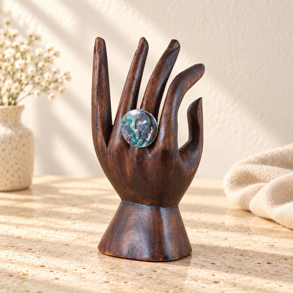Dark Brown Hand-Carved Wooden Ring Holder, 15 cm (5.9 in)