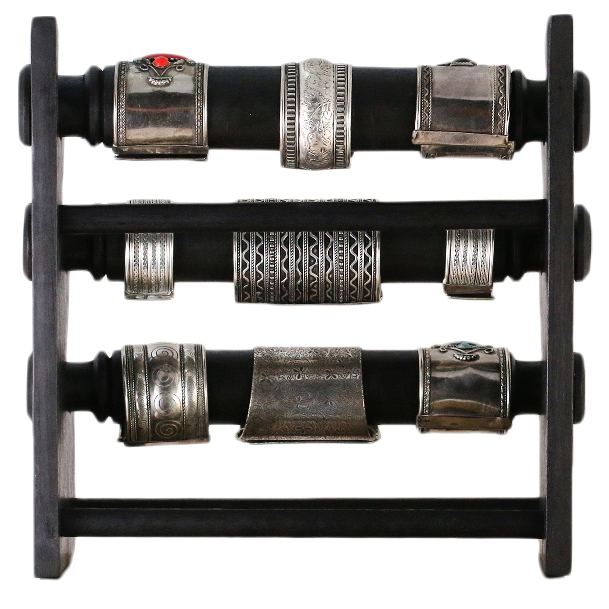Wooden Bracelet Display Stand Black 30cm | 3-Tier Jewelry Organizer