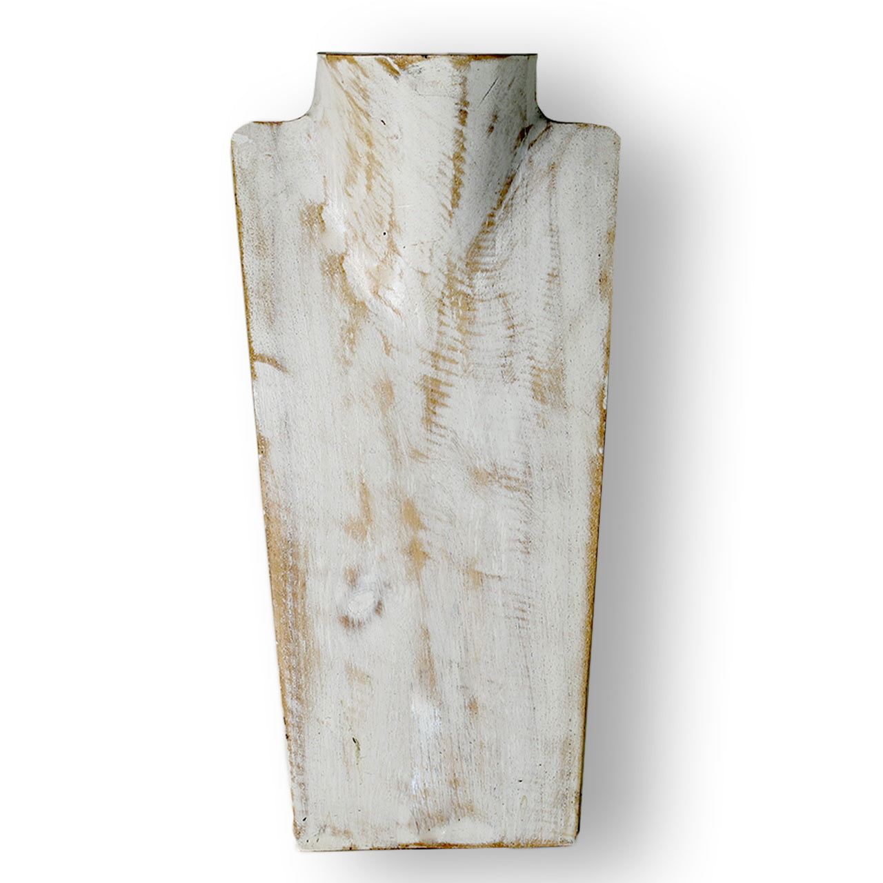 Wooden Jewelry Stand White Wash 30cm (12") | Necklace Display Bust