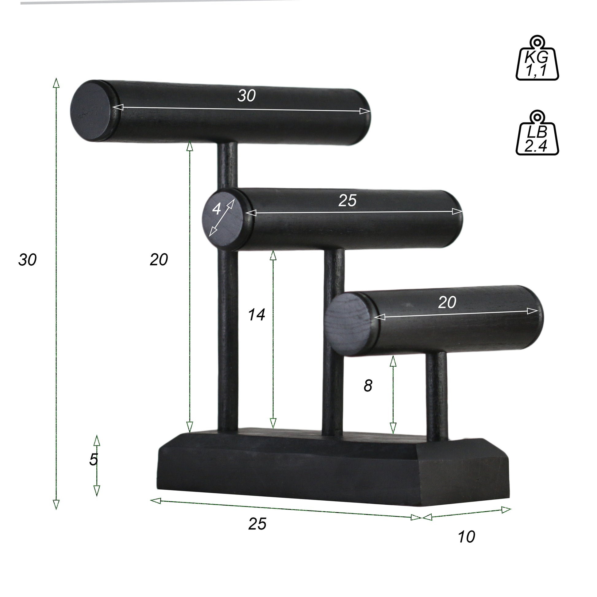 Wooden Bracelet Stand Natural 30cm | Solid Wood Jewelry Display