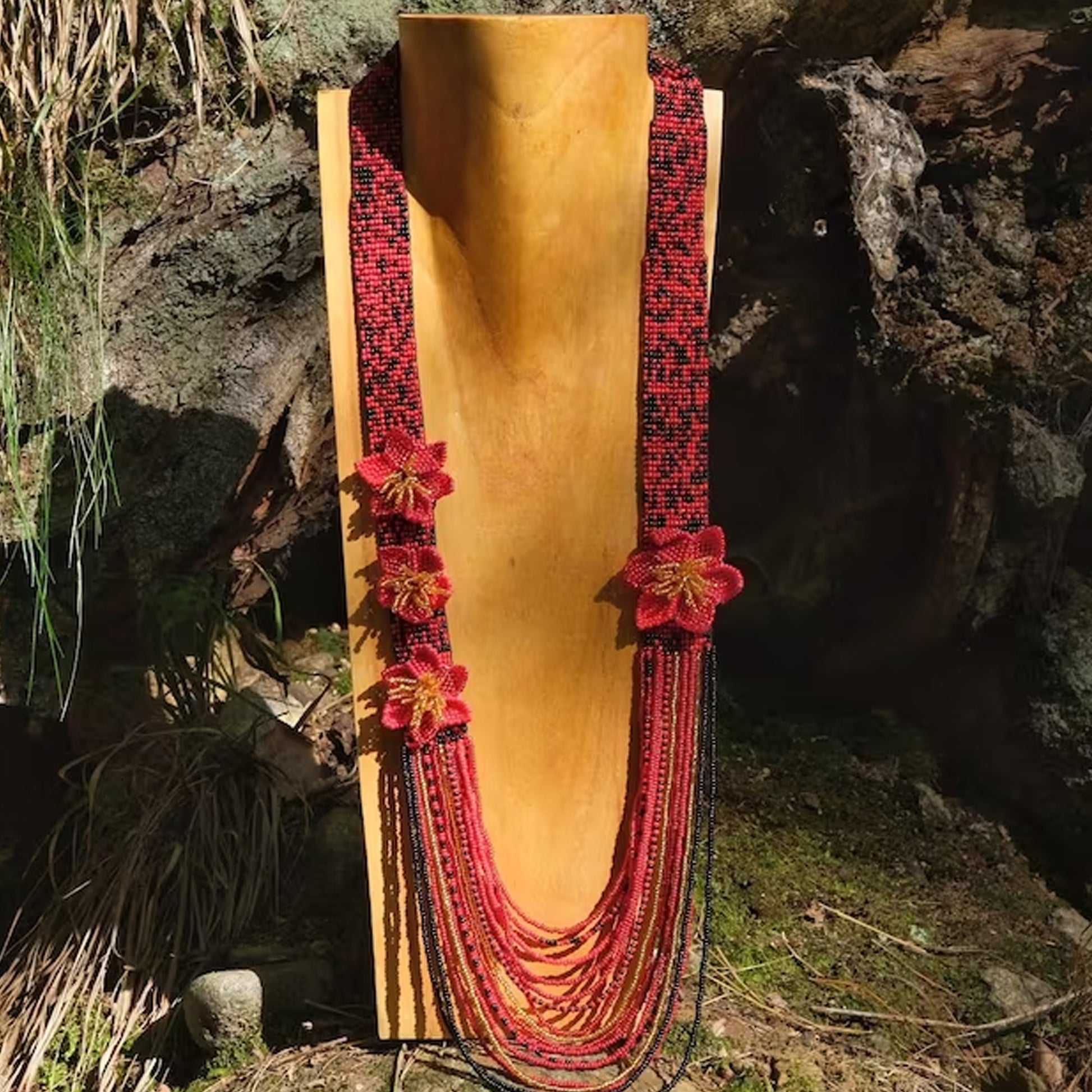 Wooden Jewelry Stand Natural 40cm (15.7") | Necklace Display Bust