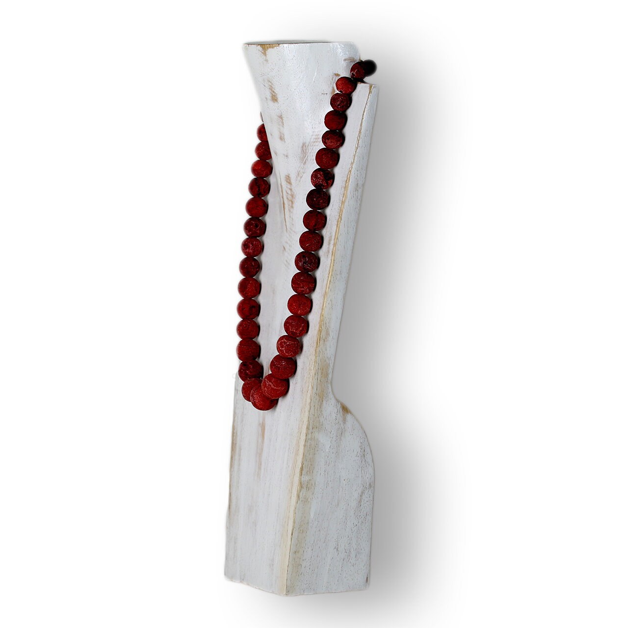 Wooden Jewelry Stand White Wash 40cm (15.7") | Necklace Display Bust