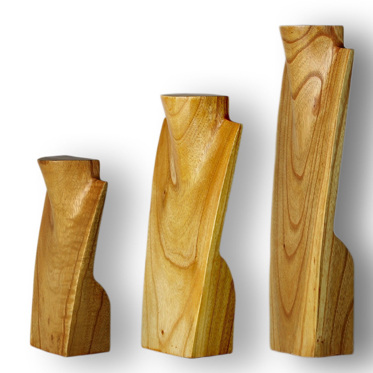 Wooden Jewelry Stand Natural Set 20/30/40cm | Necklace Display Bust 3 pcs