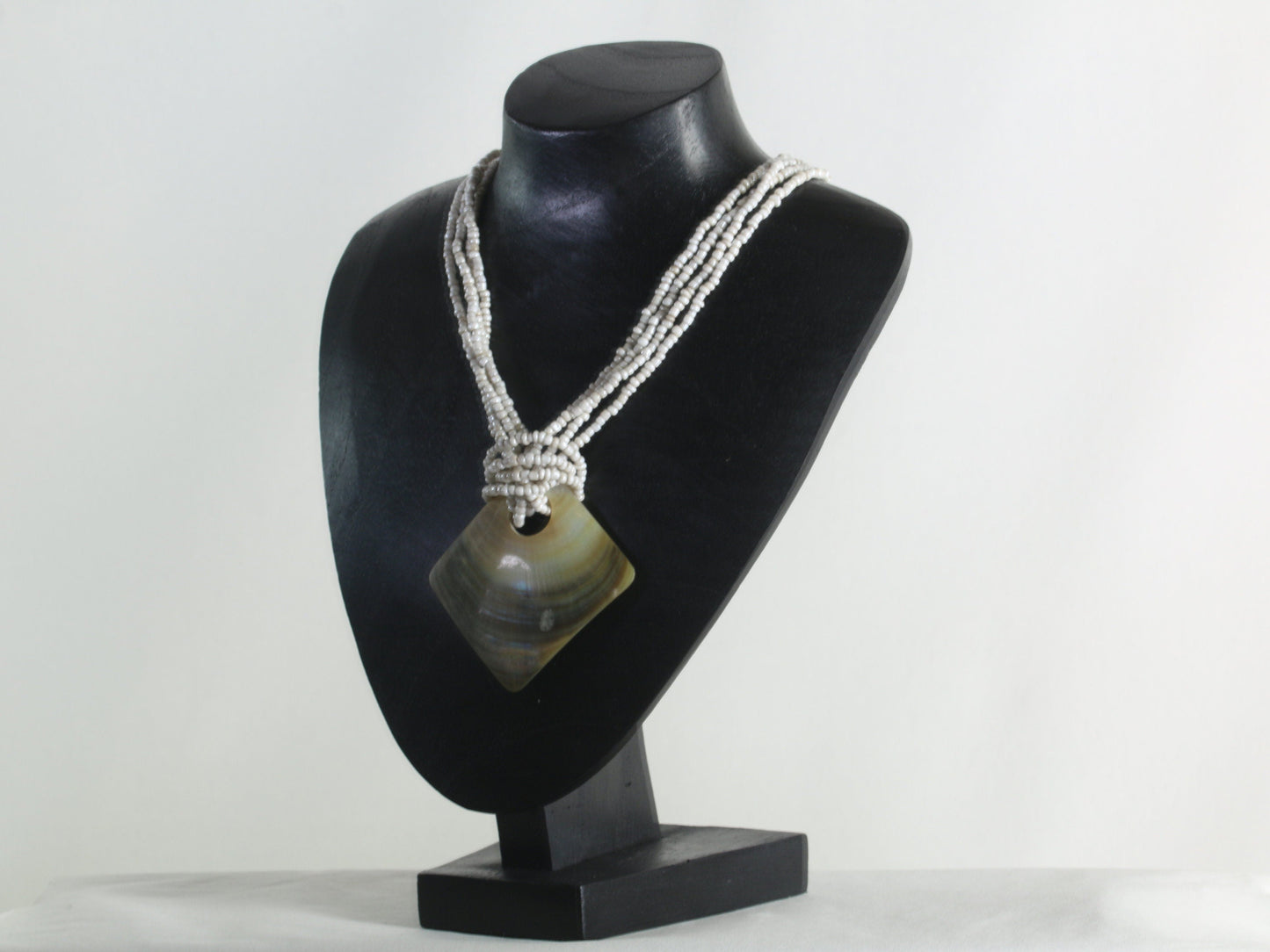 Wooden Jewelry Stand Black 25cm (9.8") | Round Necklace Display Bust