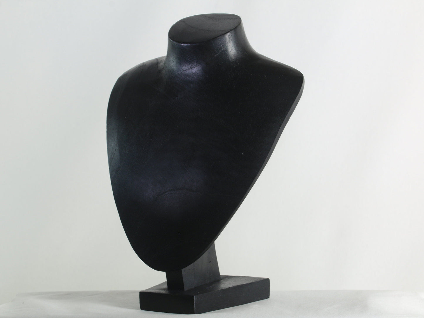 Wooden Jewelry Stand Black 25cm (9.8") | Round Necklace Display Bust