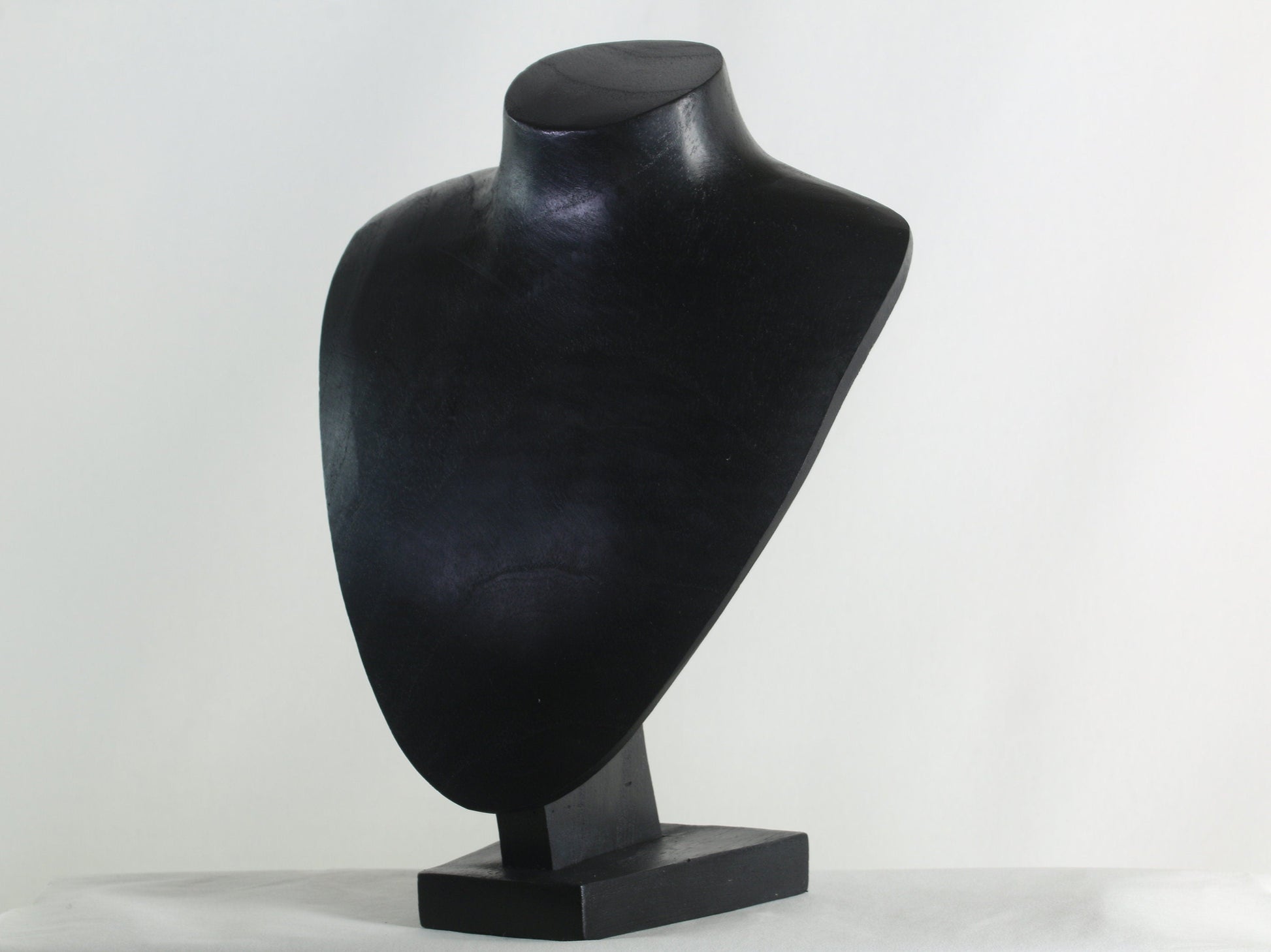 Wooden Jewelry Stand Black 25cm (9.8") | Round Necklace Display Bust