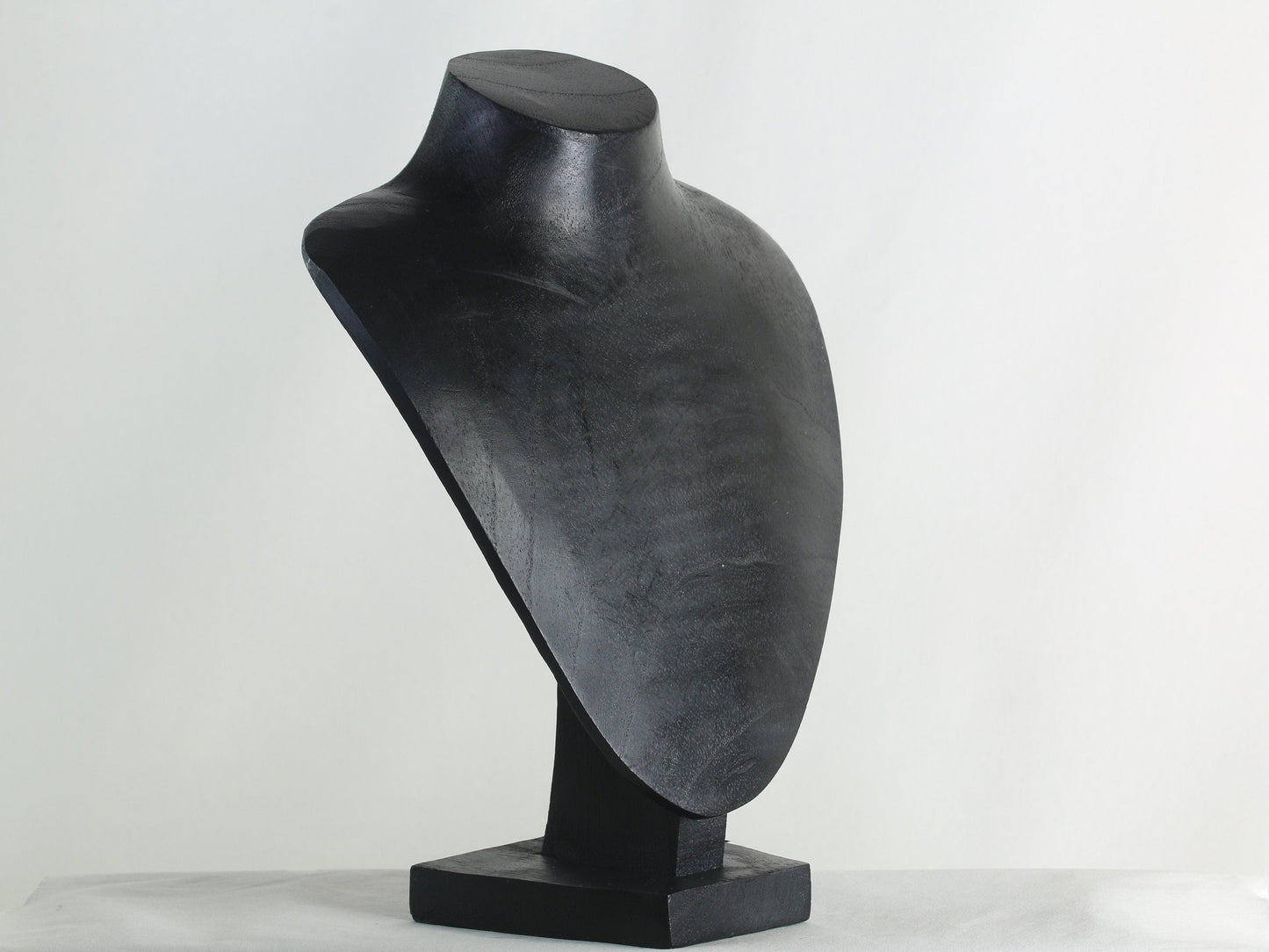 Wooden Jewelry Stand Black 25cm (9.8") | Round Necklace Display Bust