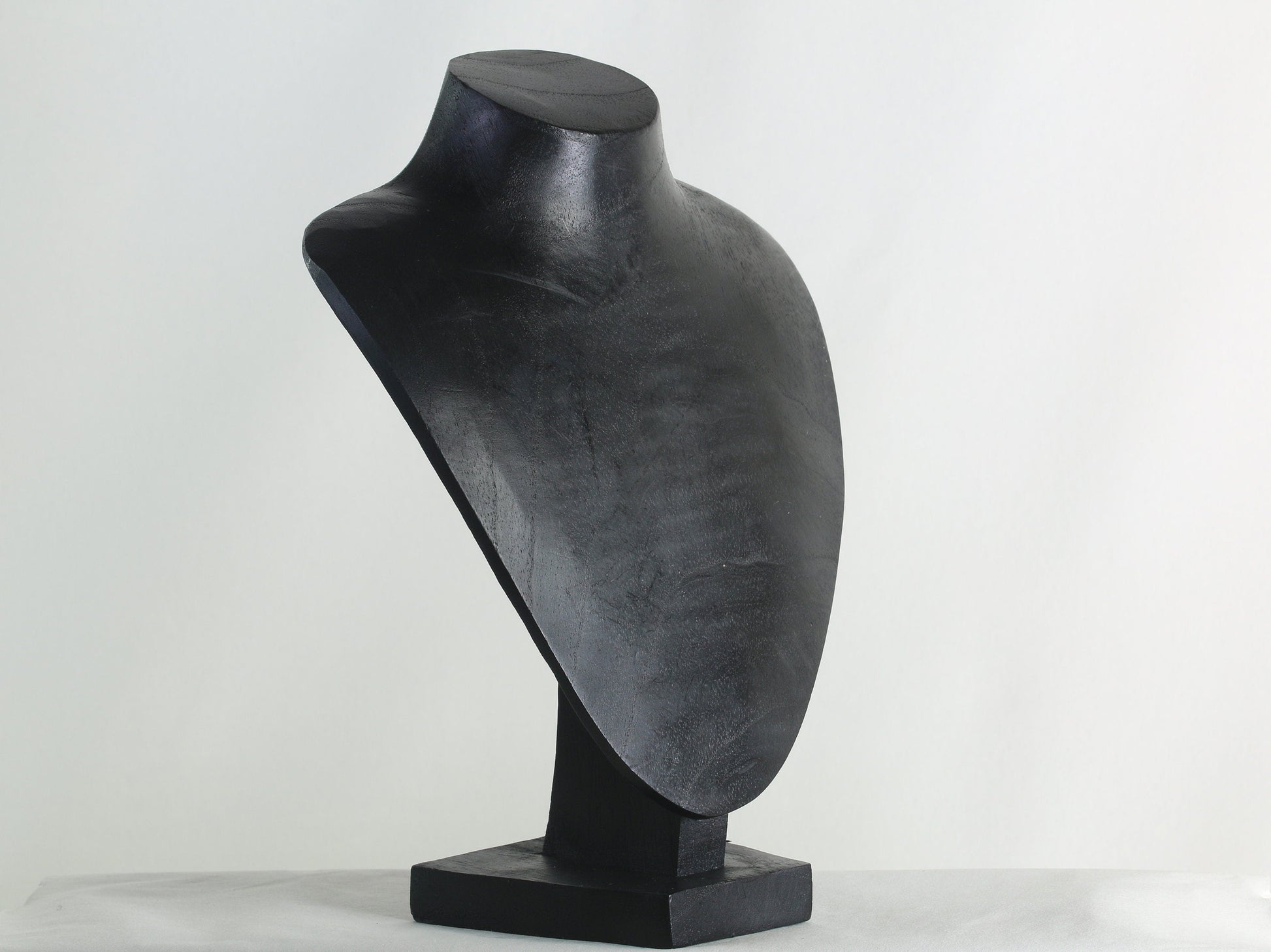 Wooden Jewelry Stand Black 25cm (9.8") | Round Necklace Display Bust