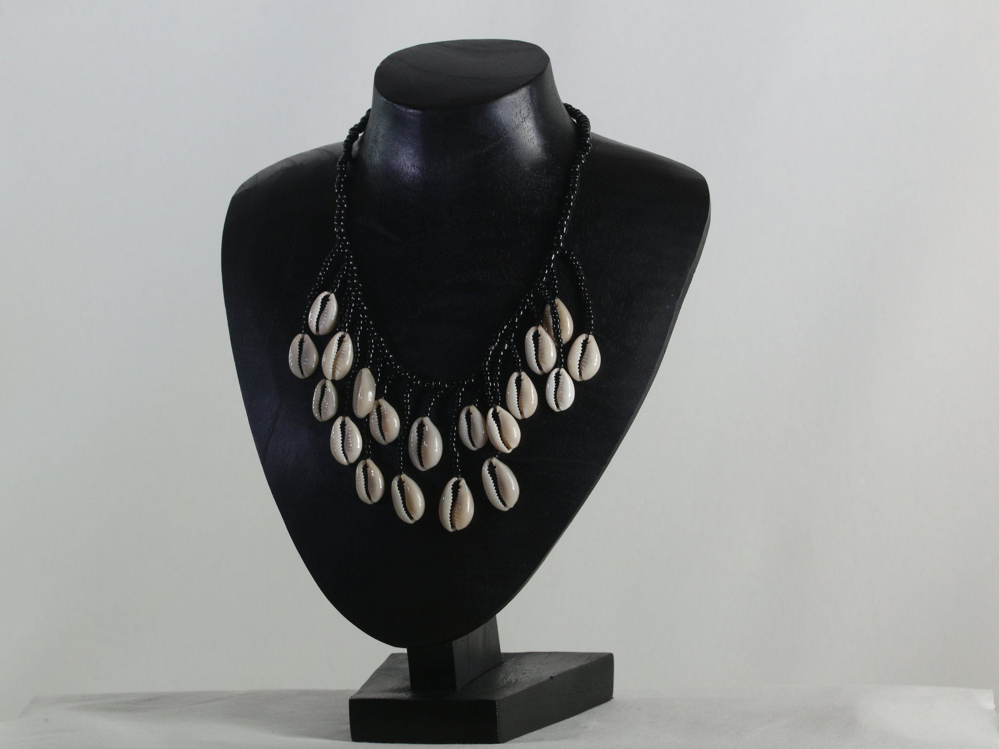Wooden Jewelry Stand Black 25cm (9.8") | Round Necklace Display Bust