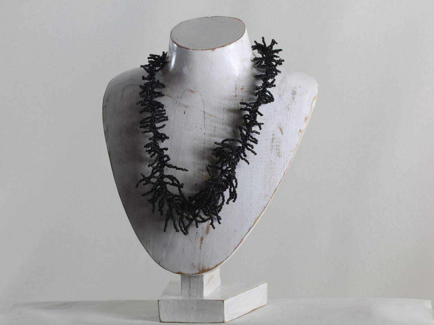 Wooden Jewelry Stand White Wash 30cm (12") | Necklace Display Bust with Base
