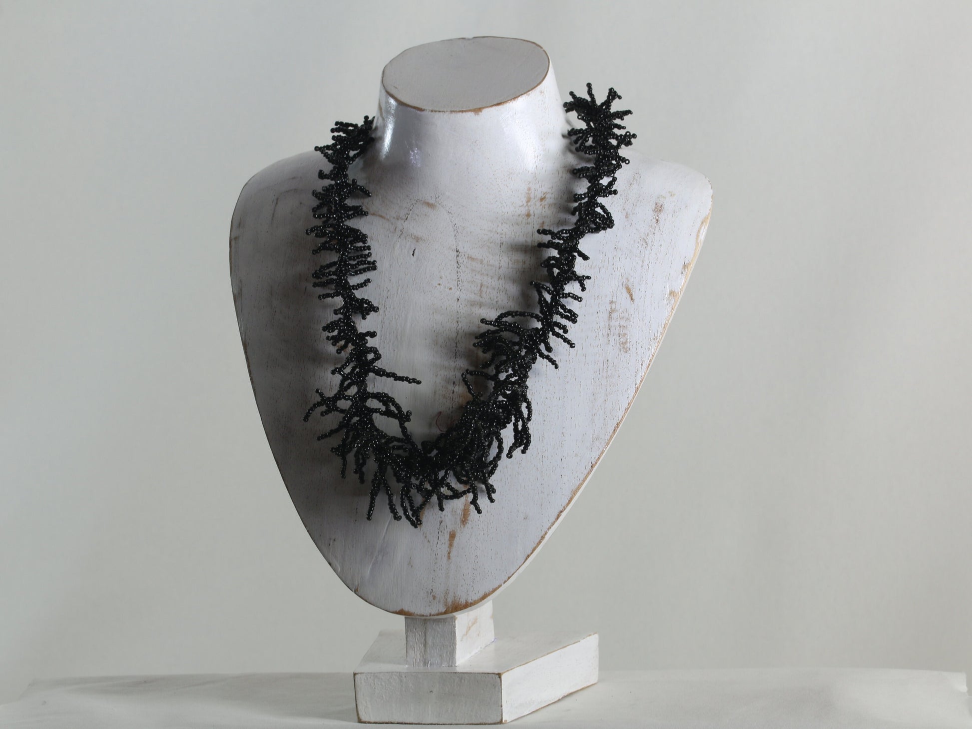 Wooden Jewelry Stand White Wash 30cm (12") | Necklace Display Bust with Base