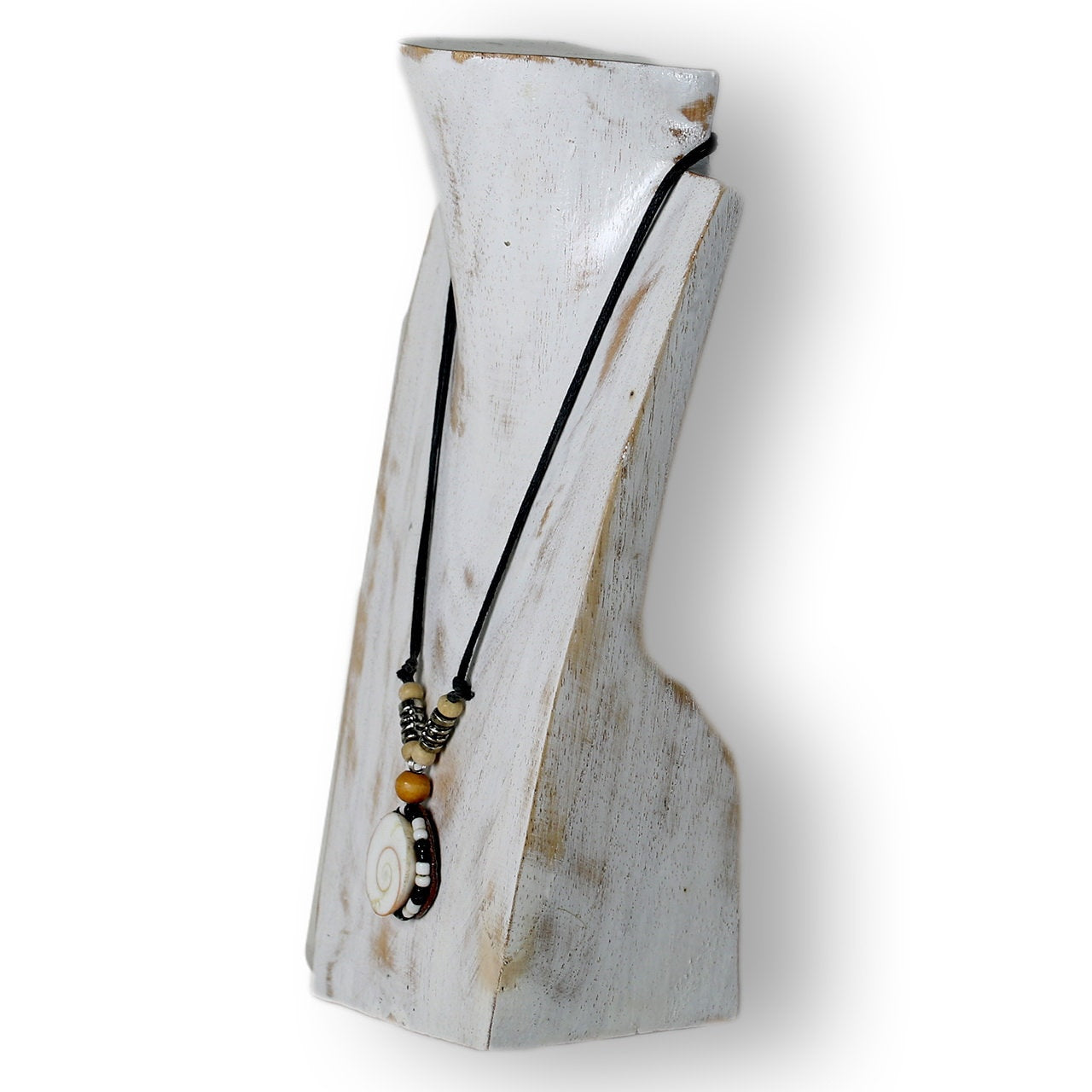 Wooden Jewelry Stand White Wash 20cm (7.9") | Necklace Display Bust