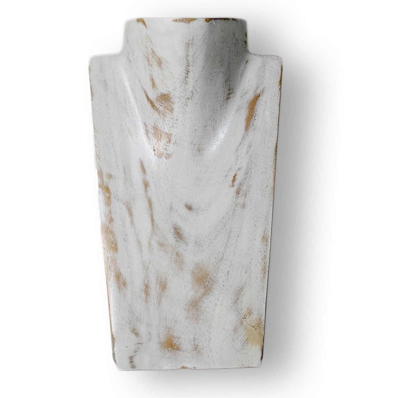 Wooden Jewelry Stand White Wash 20cm (7.9") | Necklace Display Bust