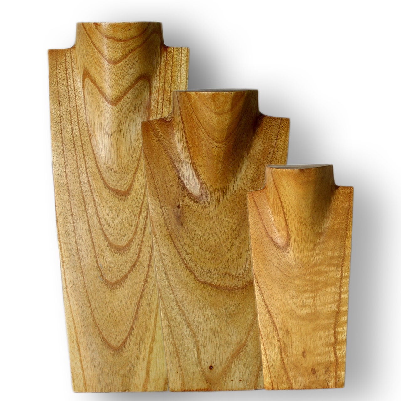 Wooden Jewelry Stand Natural Set 20/30/40cm | Necklace Display Bust 3 pcs