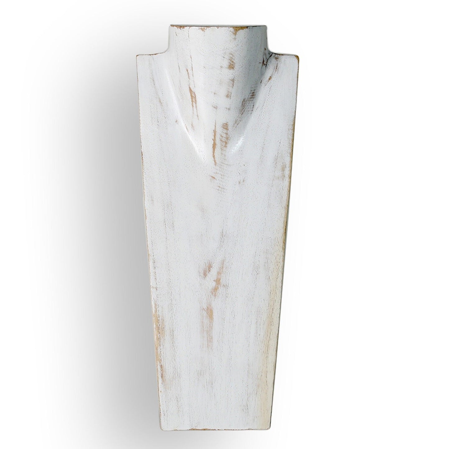 Wooden Jewelry Stand White Wash 40cm (15.7") | Necklace Display Bust