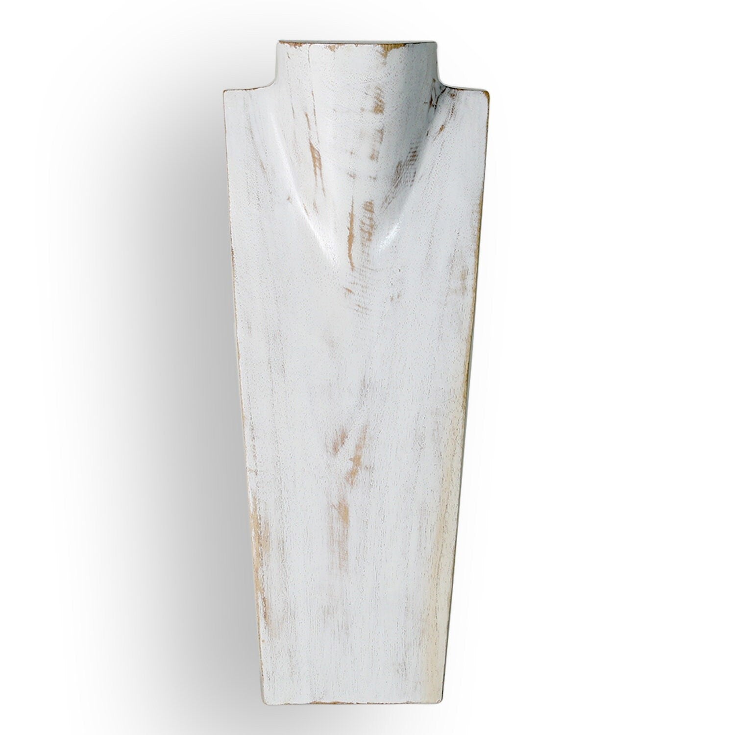 Wooden Jewelry Stand White Wash 40cm (15.7") | Necklace Display Bust