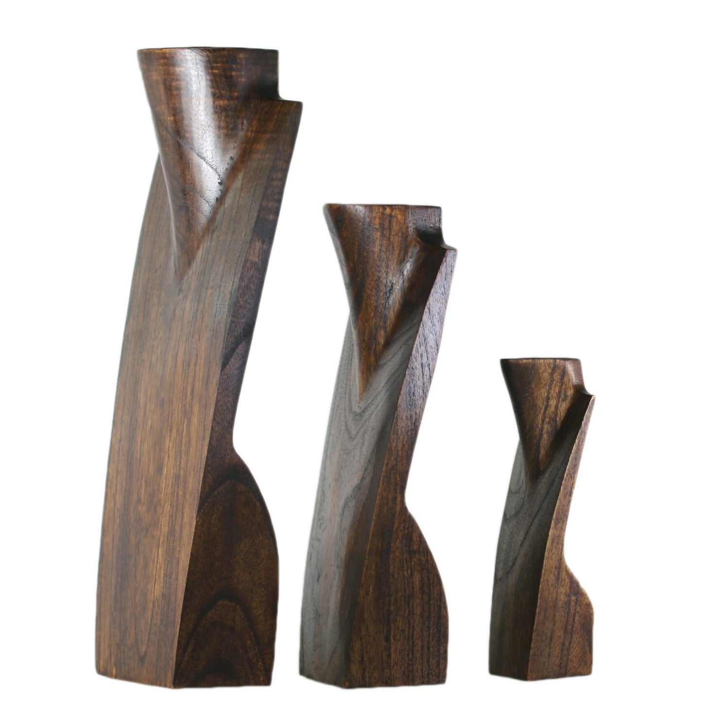 Wooden Jewelry Stand Deep Brown Set 20/30/40cm | Necklace Display Bust 3 pcs