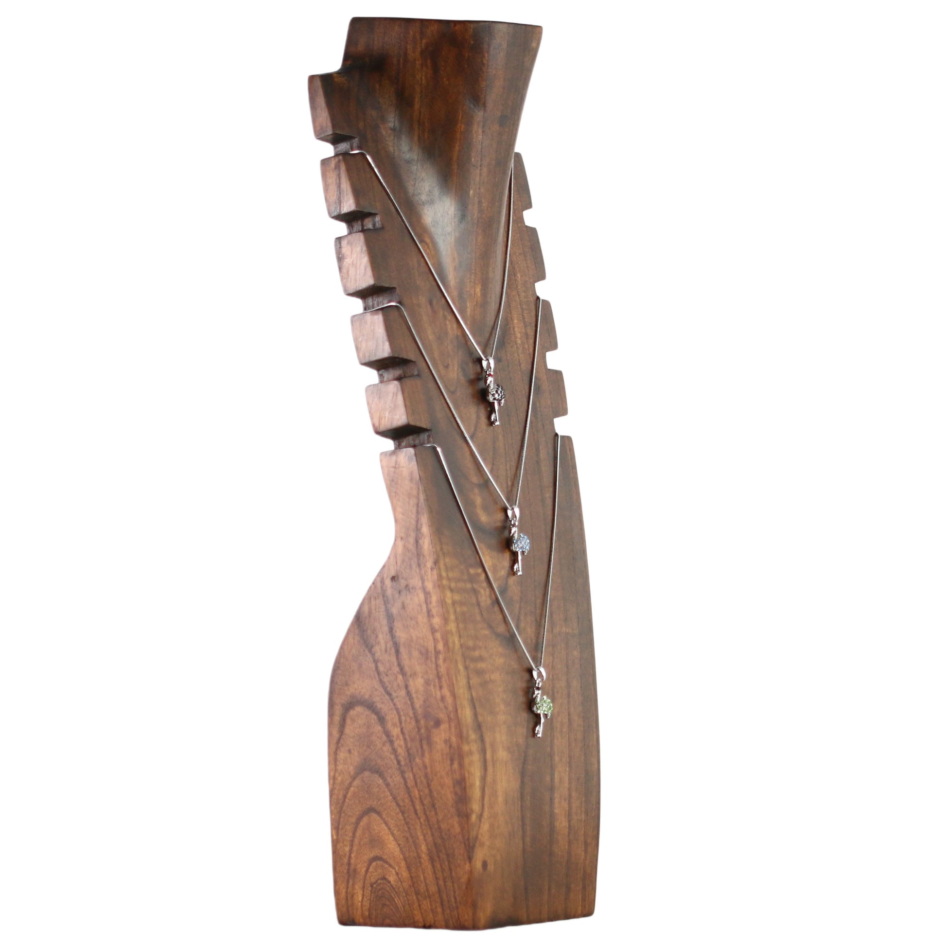 Wooden Jewelry Stand Deep Brown 40cm (15.7") | Multi Necklace Display Bust
