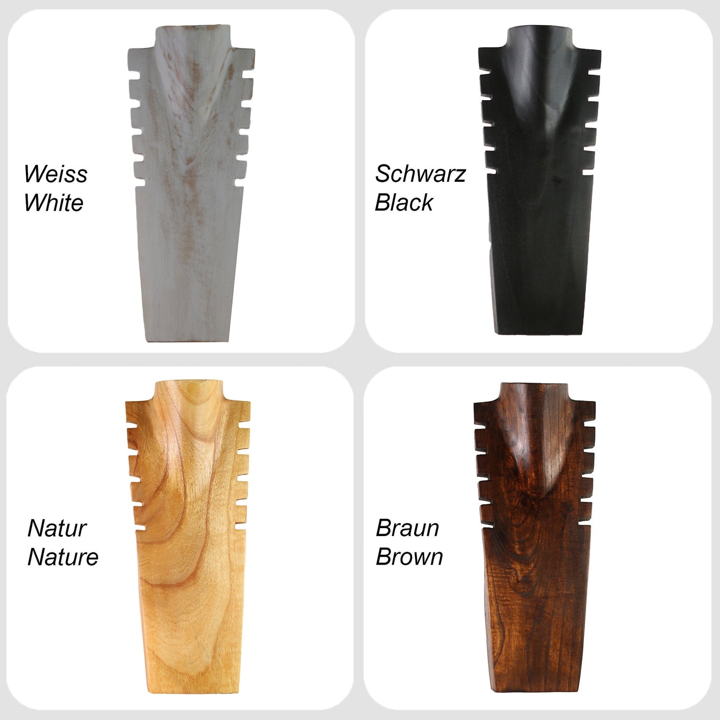 Wooden Jewelry Stand Natural 40cm (15.7") | Multi Necklace Display Bust