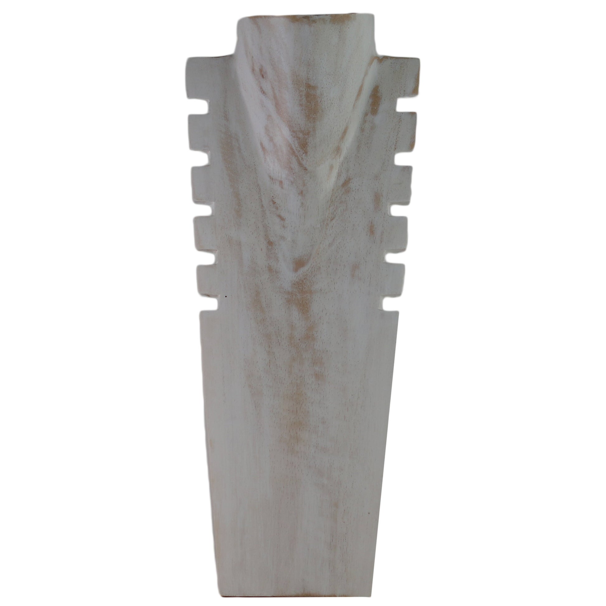 Wooden Jewelry Stand White Wash 40cm (15.7") | Multi Necklace Display Bust