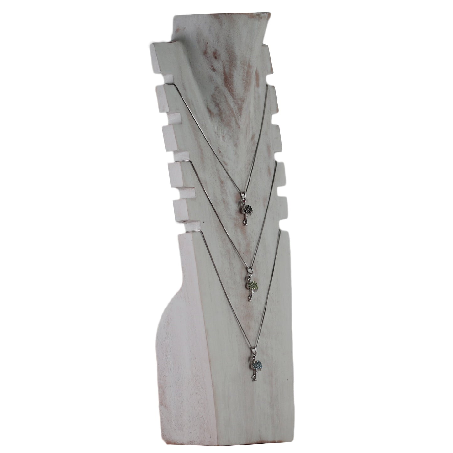 Wooden Jewelry Stand White Wash 40cm (15.7") | Multi Necklace Display Bust
