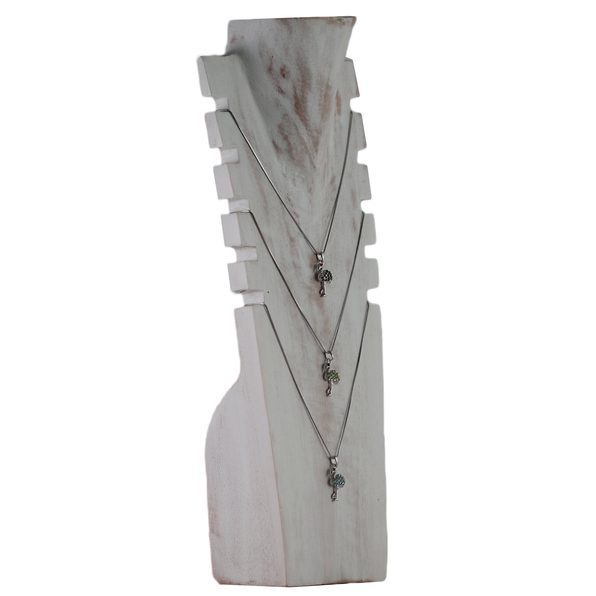 Wooden Jewelry Stand White Wash 40cm (15.7") | Multi Necklace Display Bust