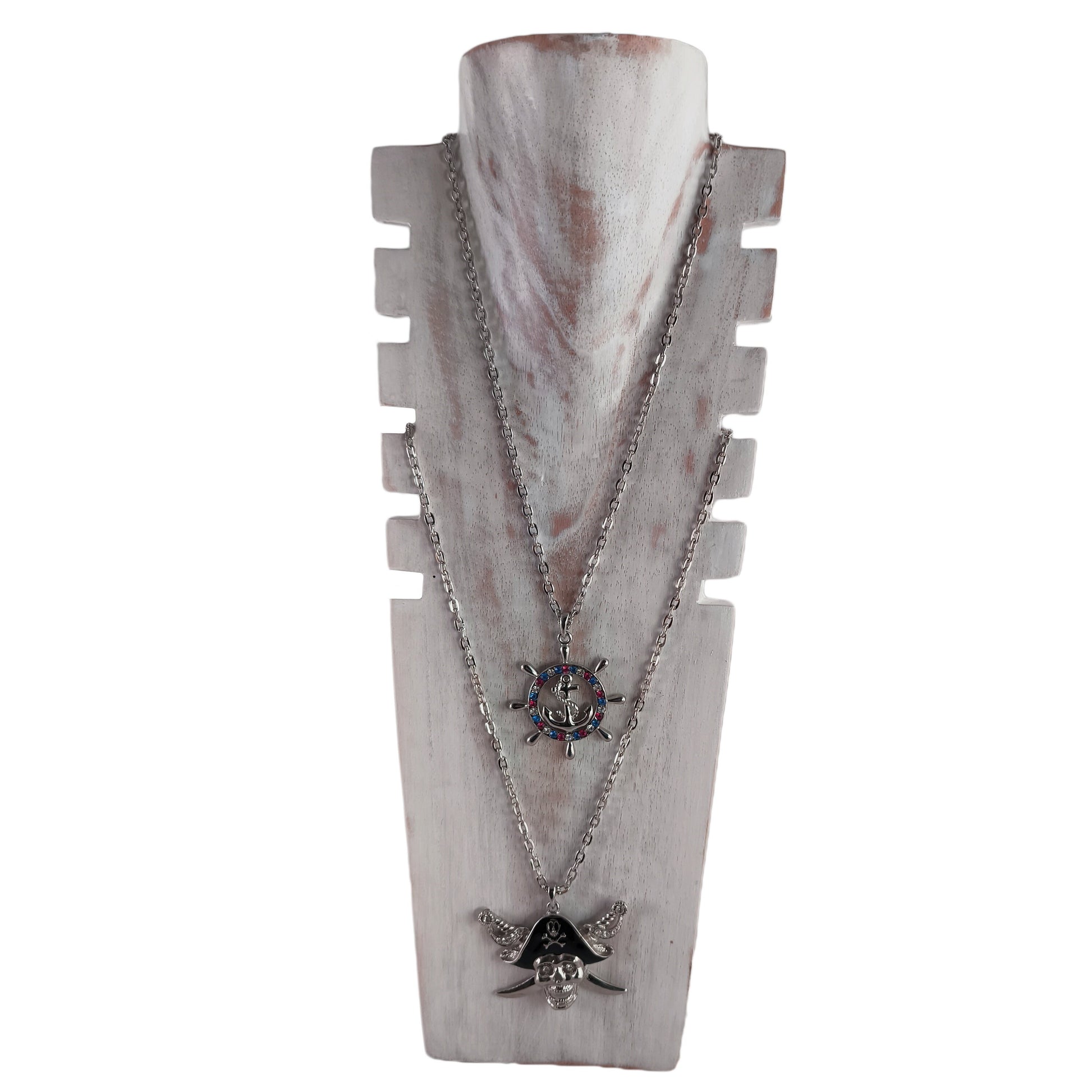 Wooden Jewelry Stand White Wash 40cm (15.7") | Multi Necklace Display Bust