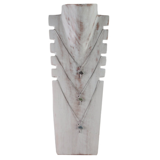Wooden Jewelry Stand White Wash 40cm (15.7") | Multi Necklace Display Bust