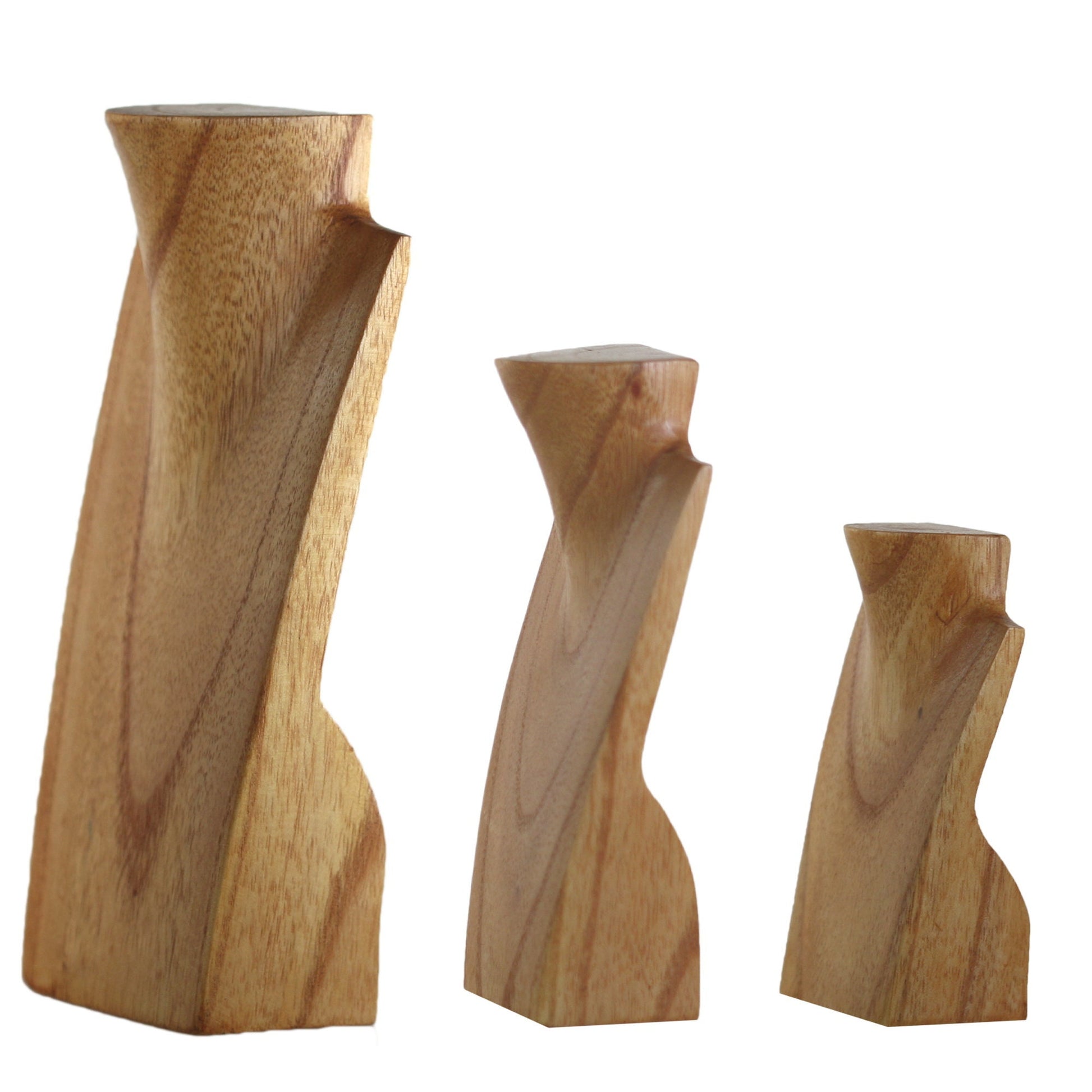 Wooden Jewelry Stand Natural Set 3 pcs | Miniature Necklace Display Busts