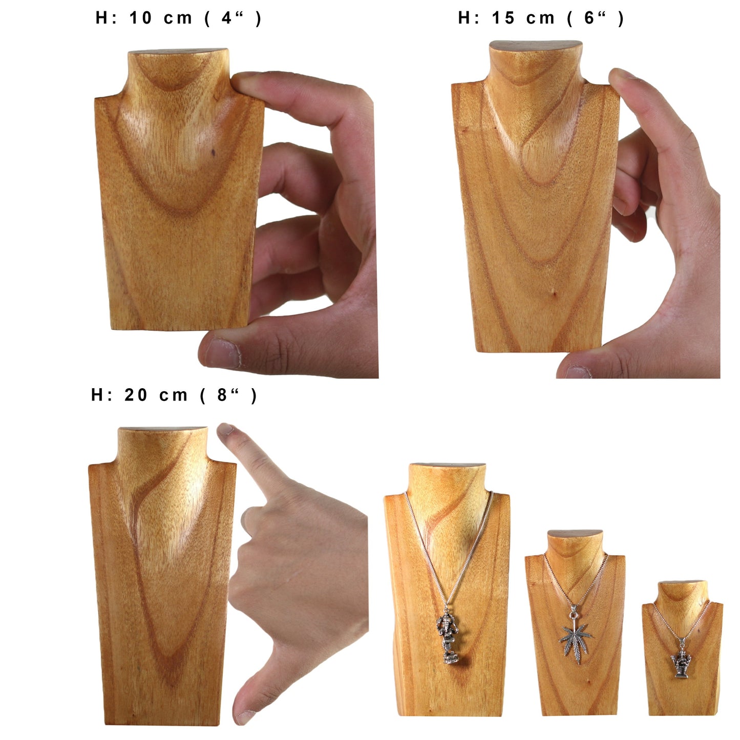 Wooden Jewelry Stand Miniature | Necklace Display Bust