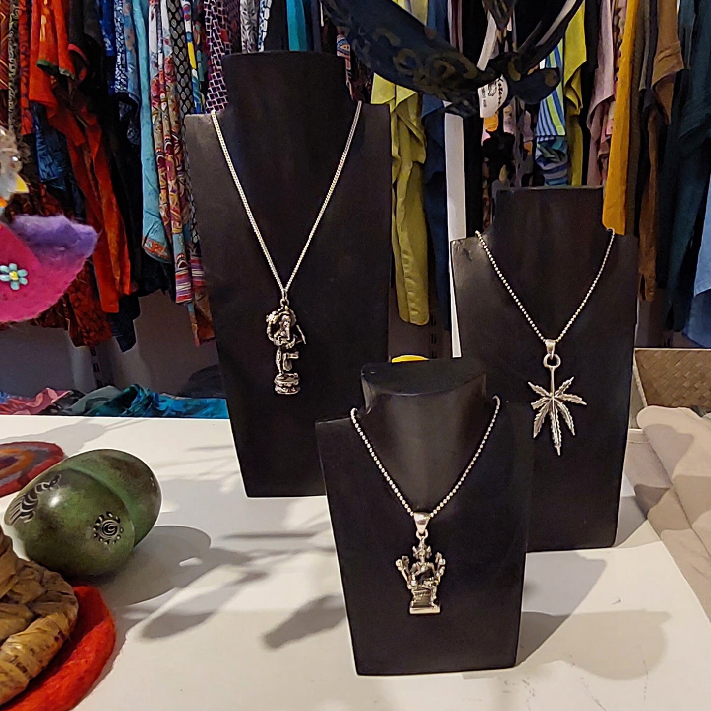 Wooden Jewelry Stand Black Set 3 pcs | Miniature Necklace Display Busts