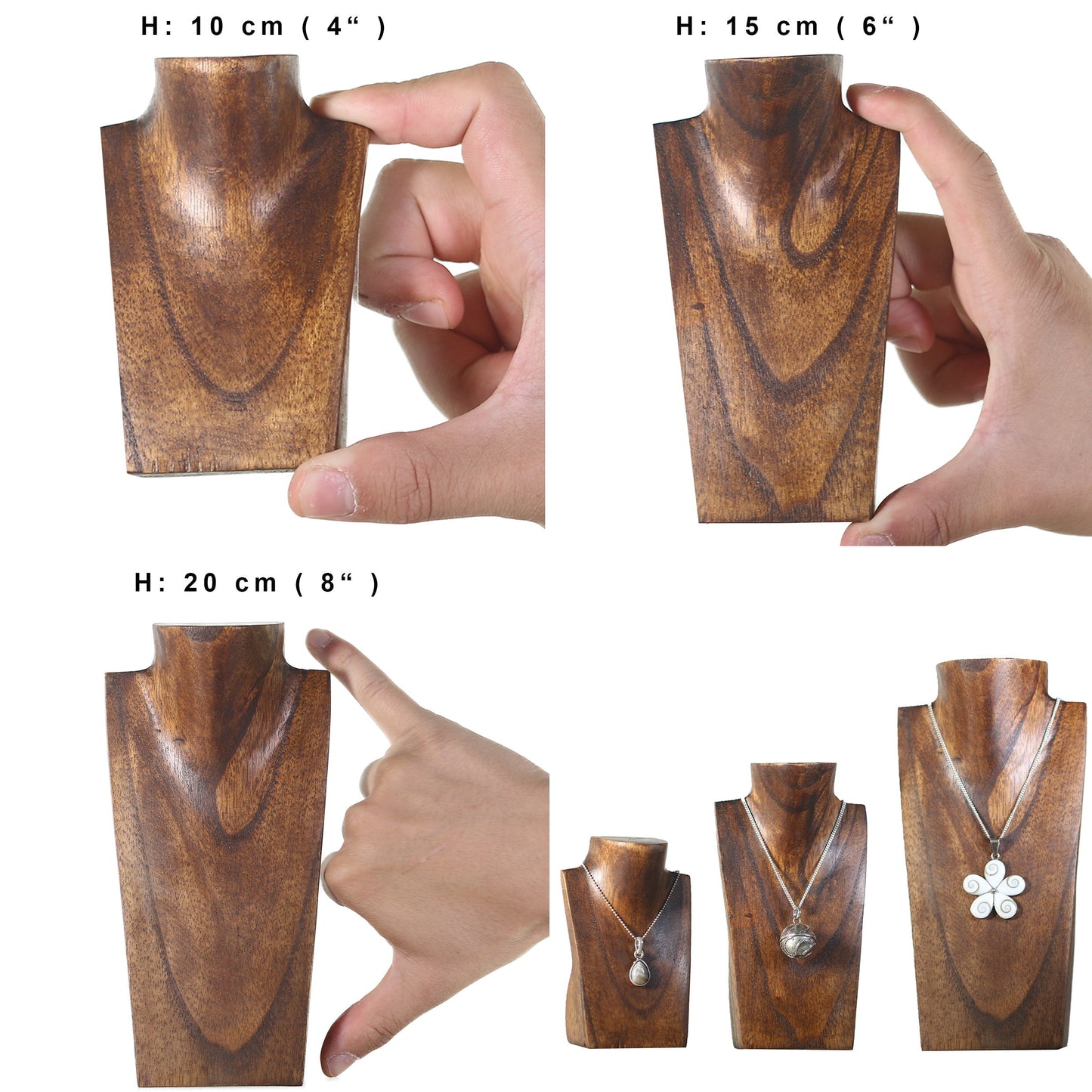 Wooden Jewelry Stand Miniature | Necklace Display Bust