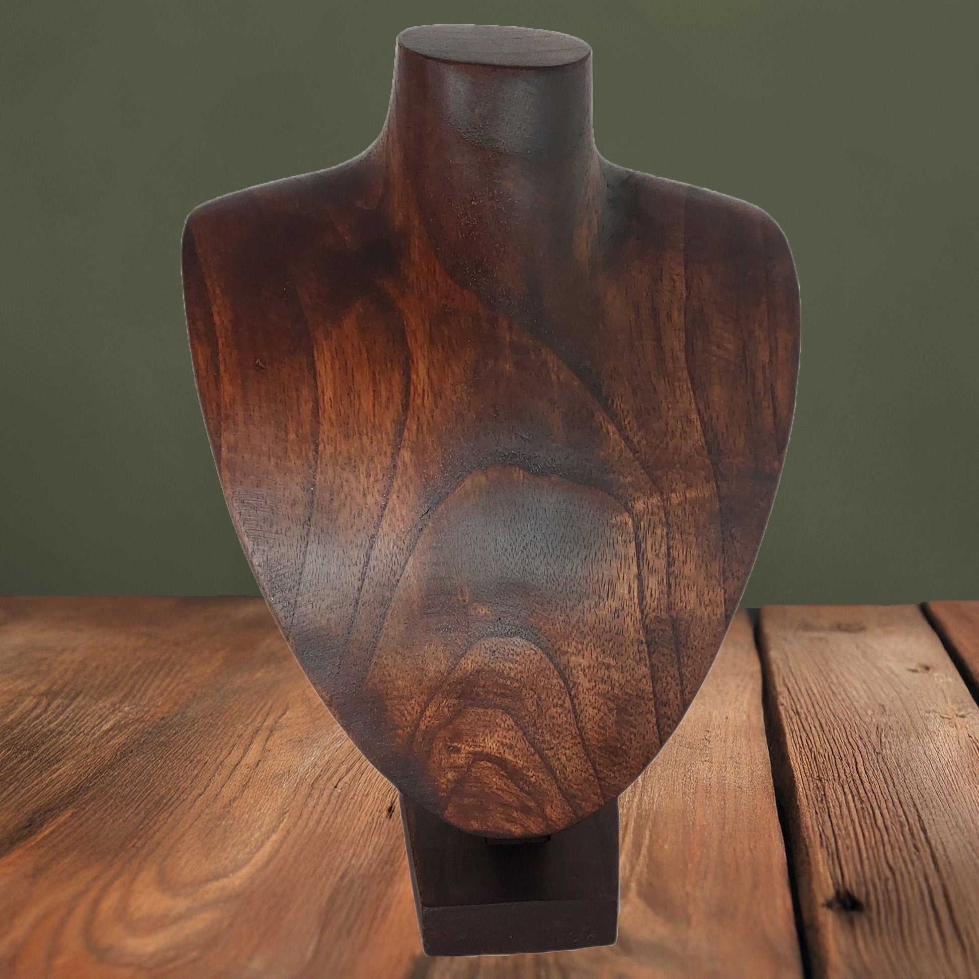 Wooden Jewelry Stand Deep Brown 25cm (9.8") | Round Necklace Display Bust