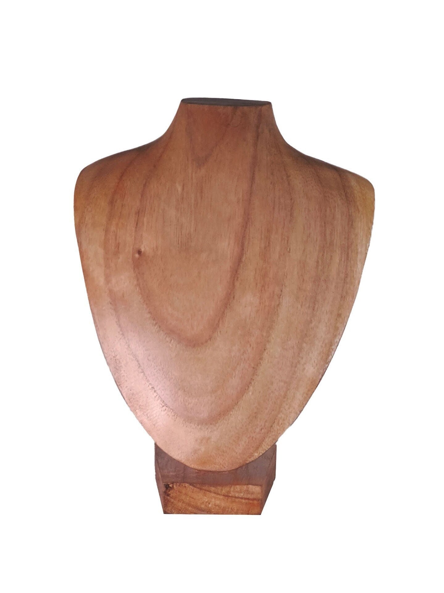 Wooden Jewelry Stand Natural 25cm (9.8") | Round Necklace Display Bust