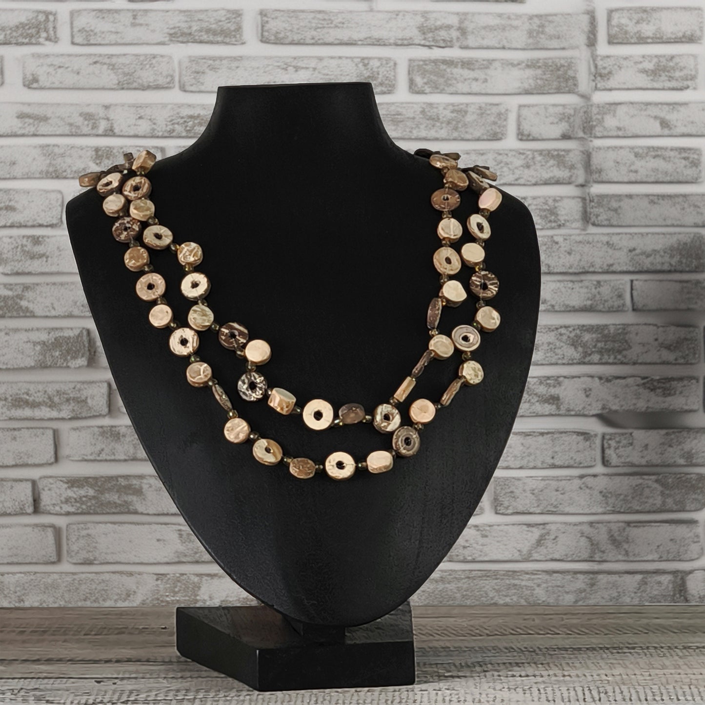 Wooden Jewelry Stand Black 25cm (9.8") | Elegant Round Necklace Bust