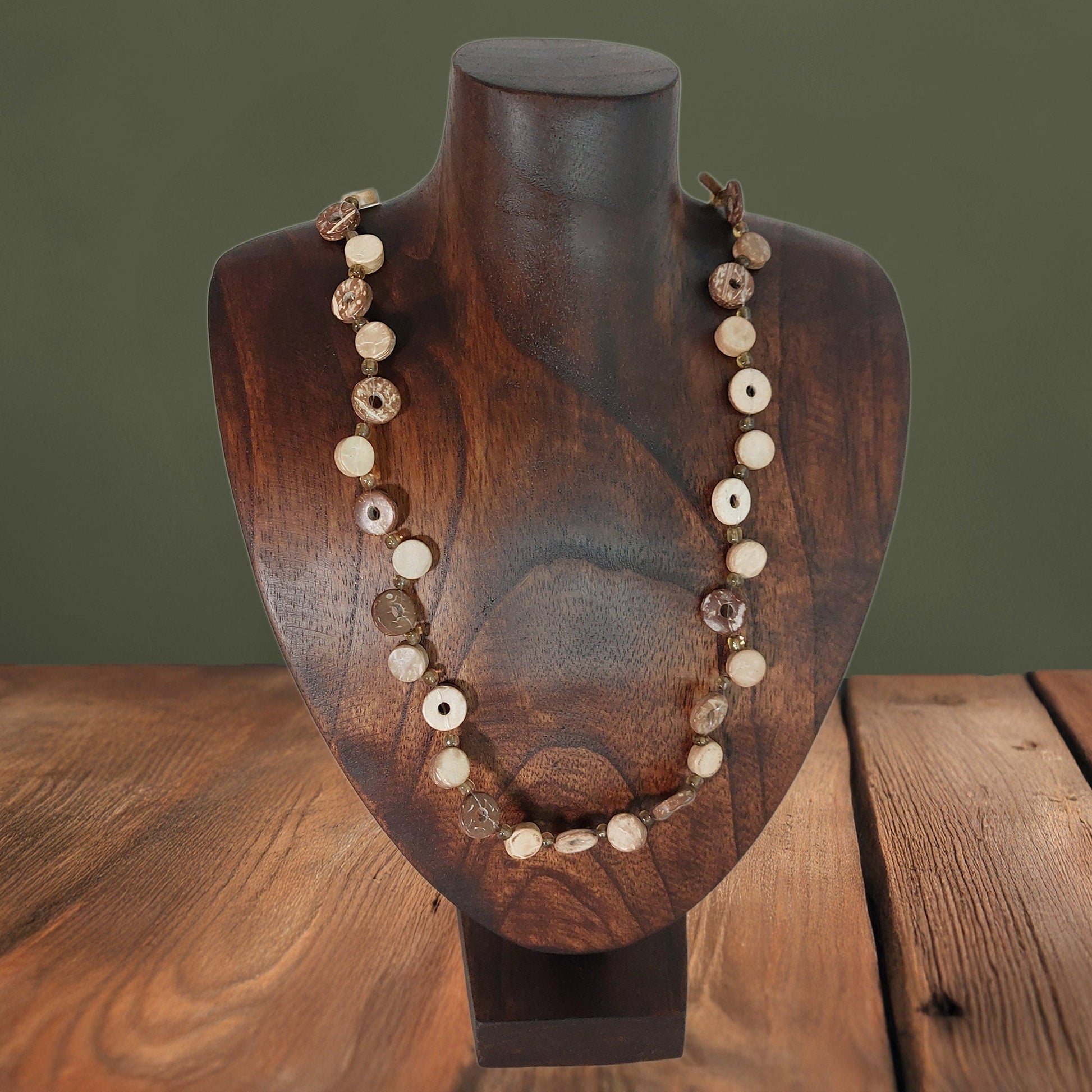 Wooden Jewelry Stand Deep Brown 25cm (9.8") | Round Necklace Display Bust