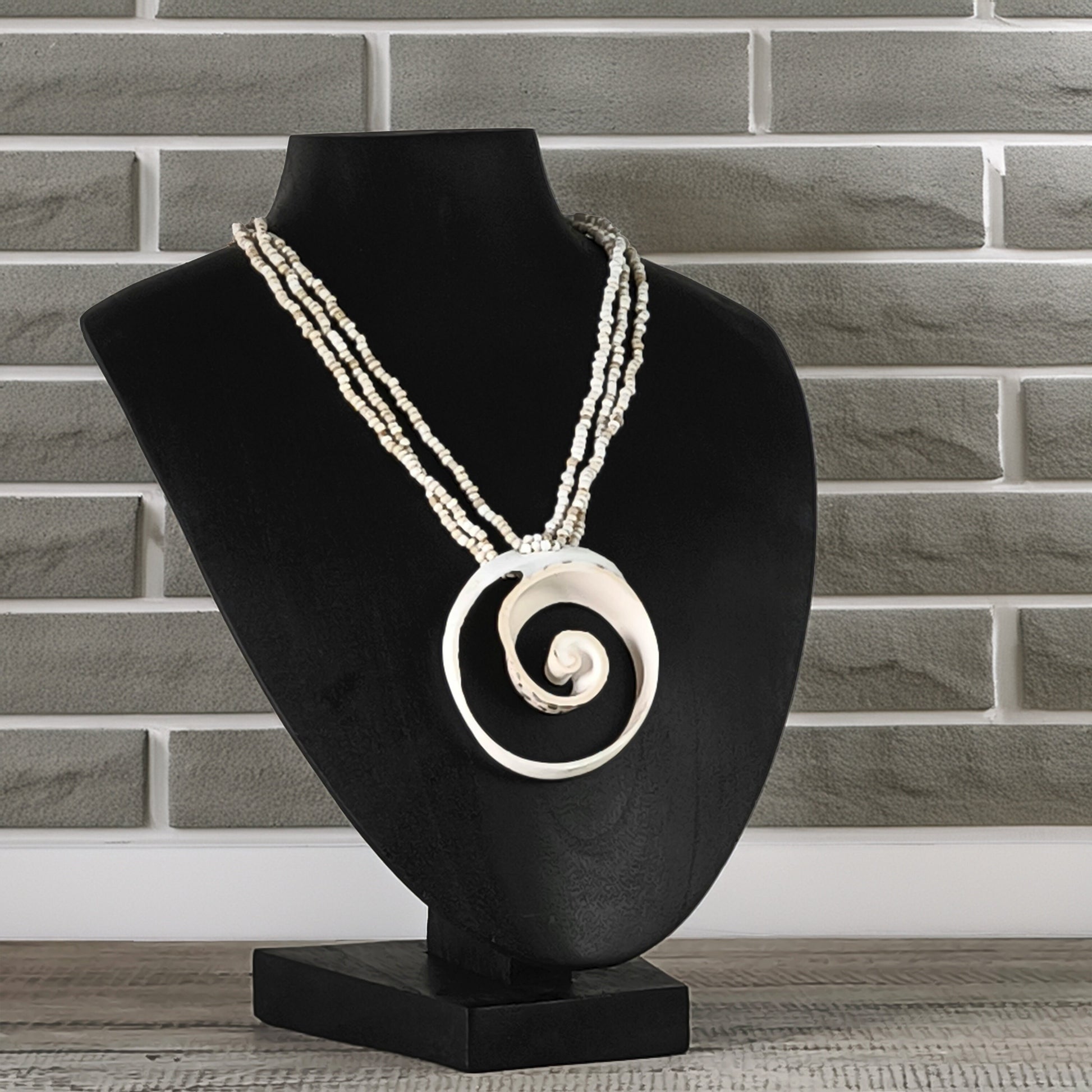 Wooden Jewelry Stand Black 25cm (9.8") | Elegant Round Necklace Bust
