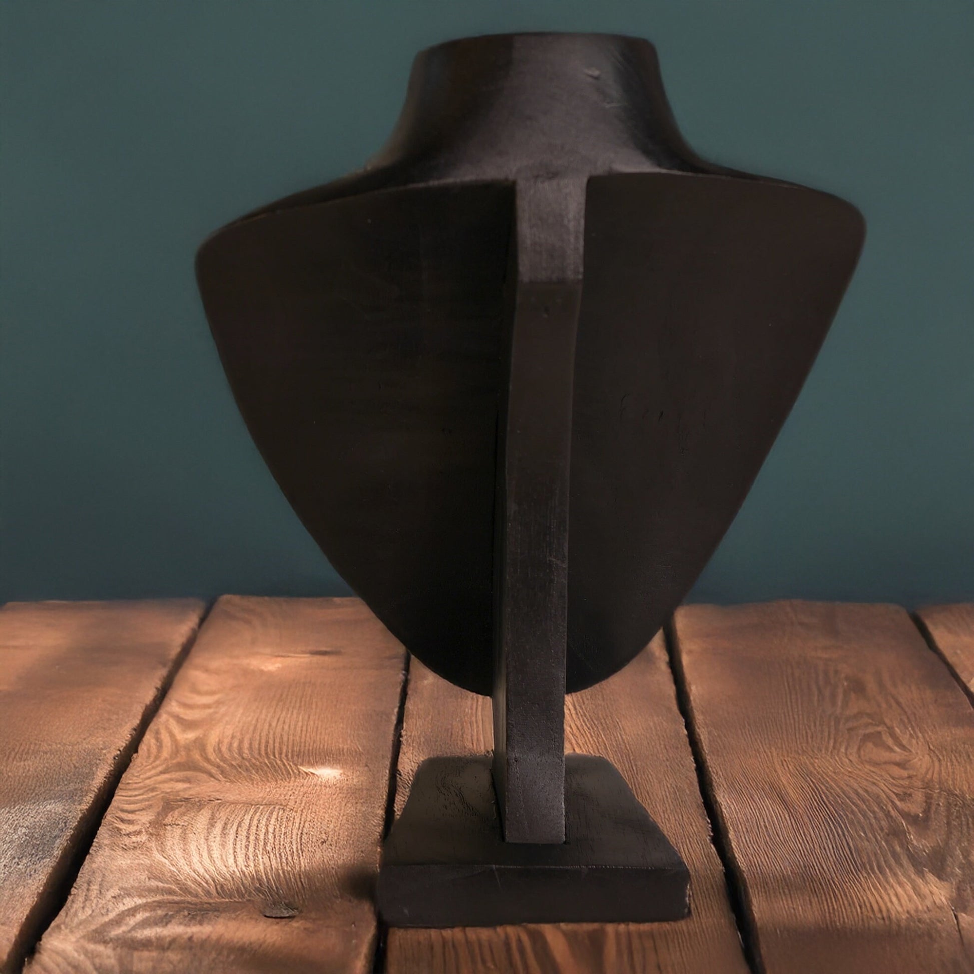Wooden Jewelry Stand Black 25cm (9.8") | Elegant Round Necklace Bust