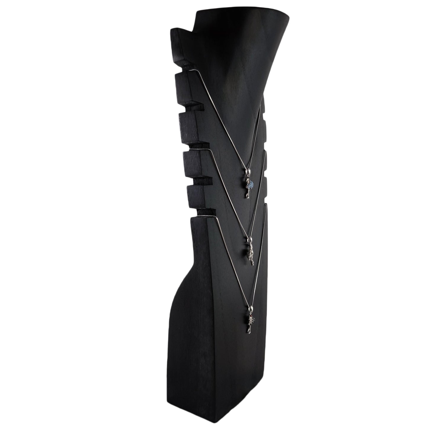 Wooden Jewelry Stand Black | Multi-Size Necklace Display Bust