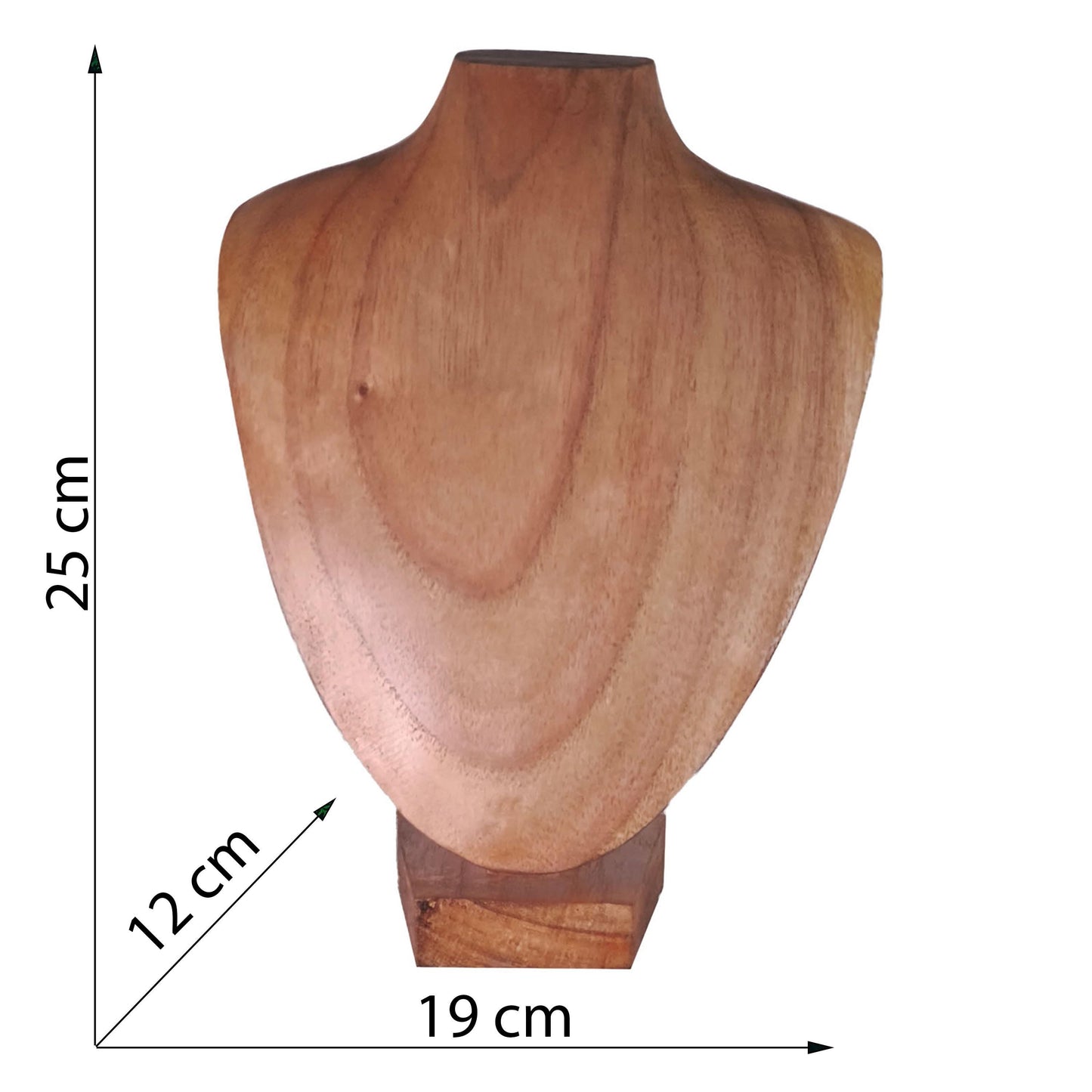 Wooden Jewelry Stand Natural 25cm (9.8") | Round Necklace Display Bust