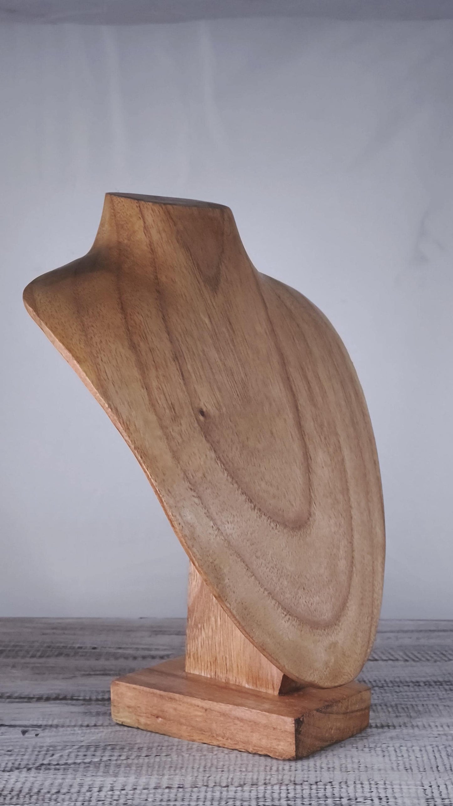 Wooden Jewelry Stand Natural 25cm (9.8") | Round Necklace Display Bust