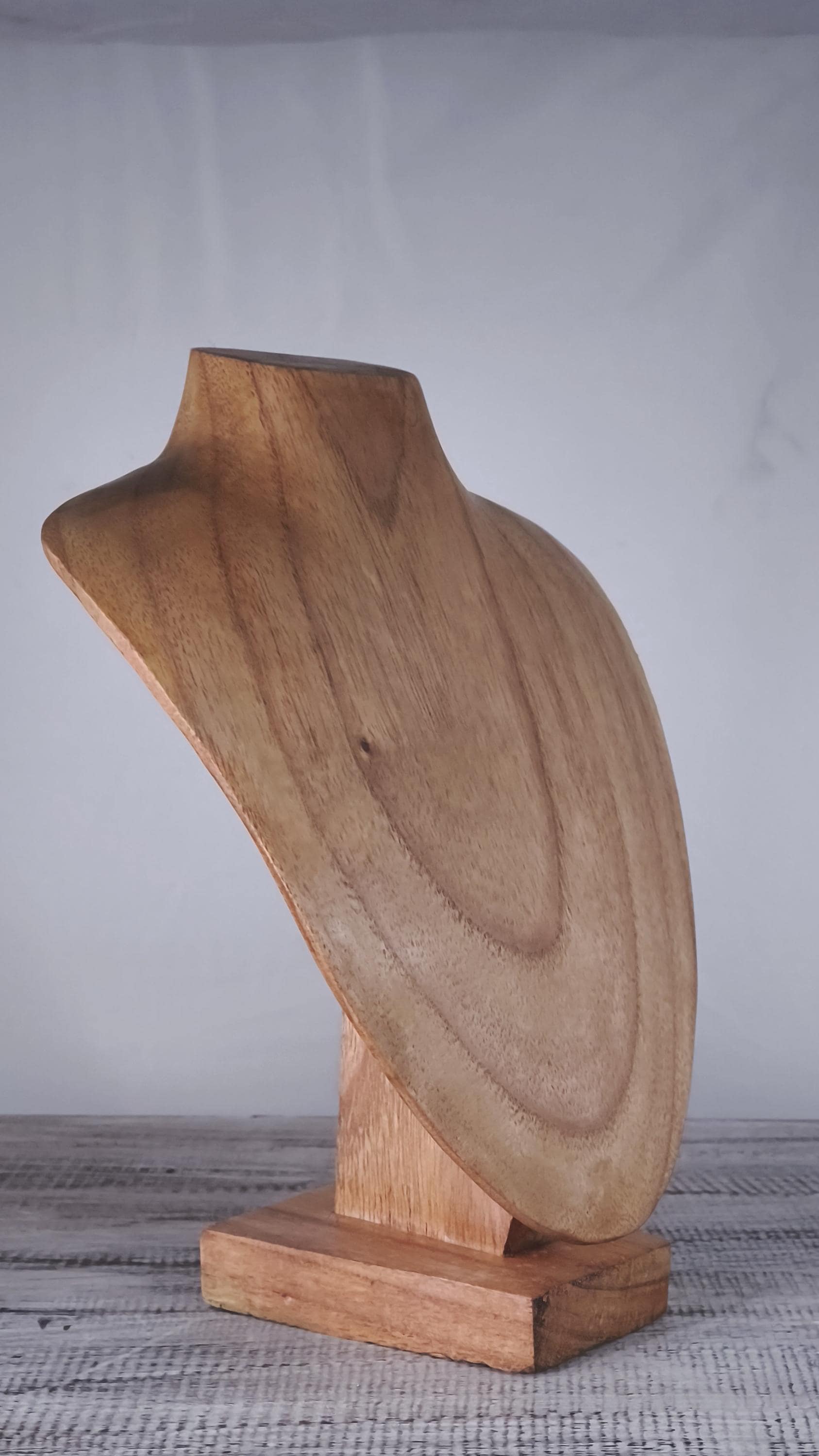 Wooden Jewelry Stand Natural 25cm (9.8") | Round Necklace Display Bust