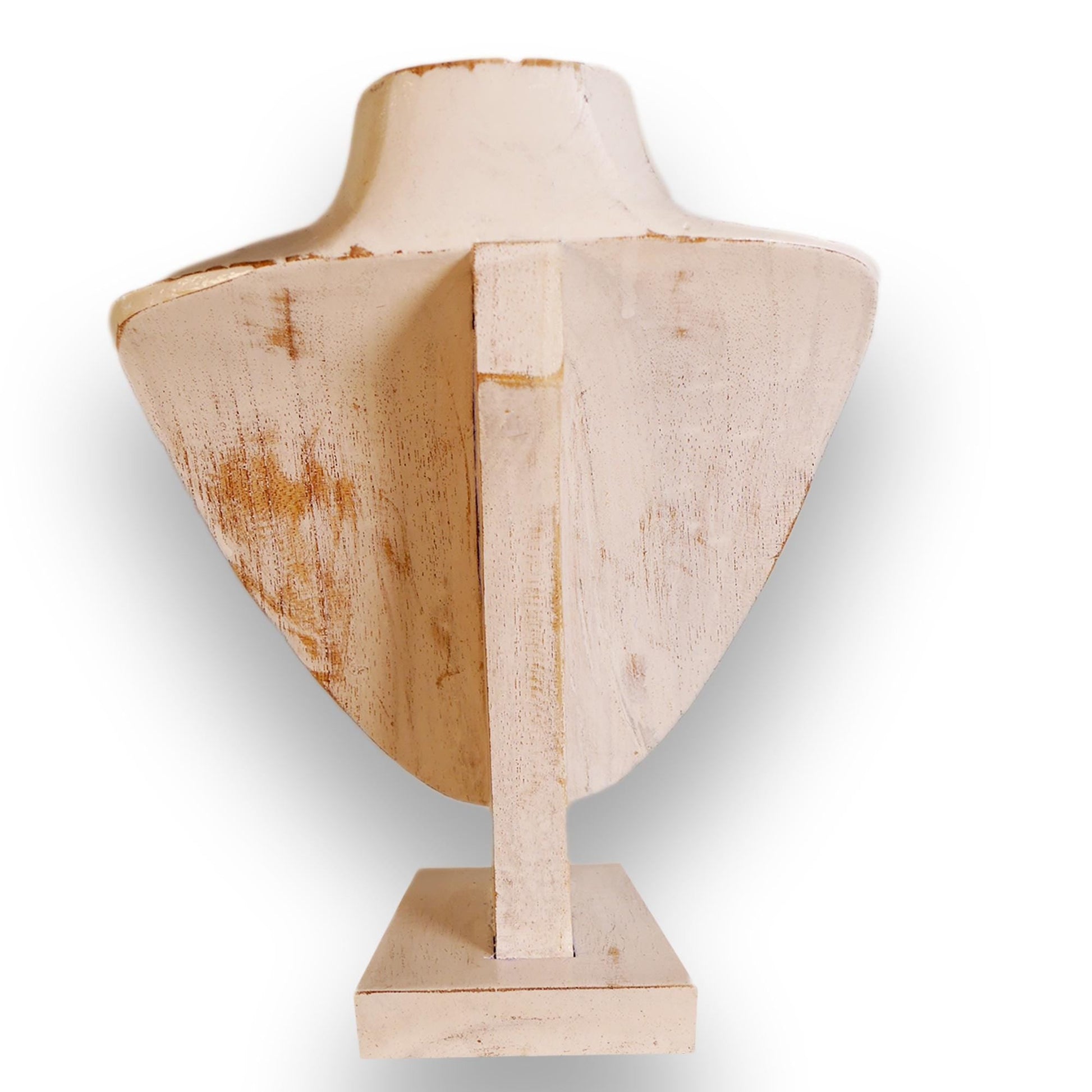 Wooden Jewelry Stand White 25cm (9.8") | Round Necklace Display Bust
