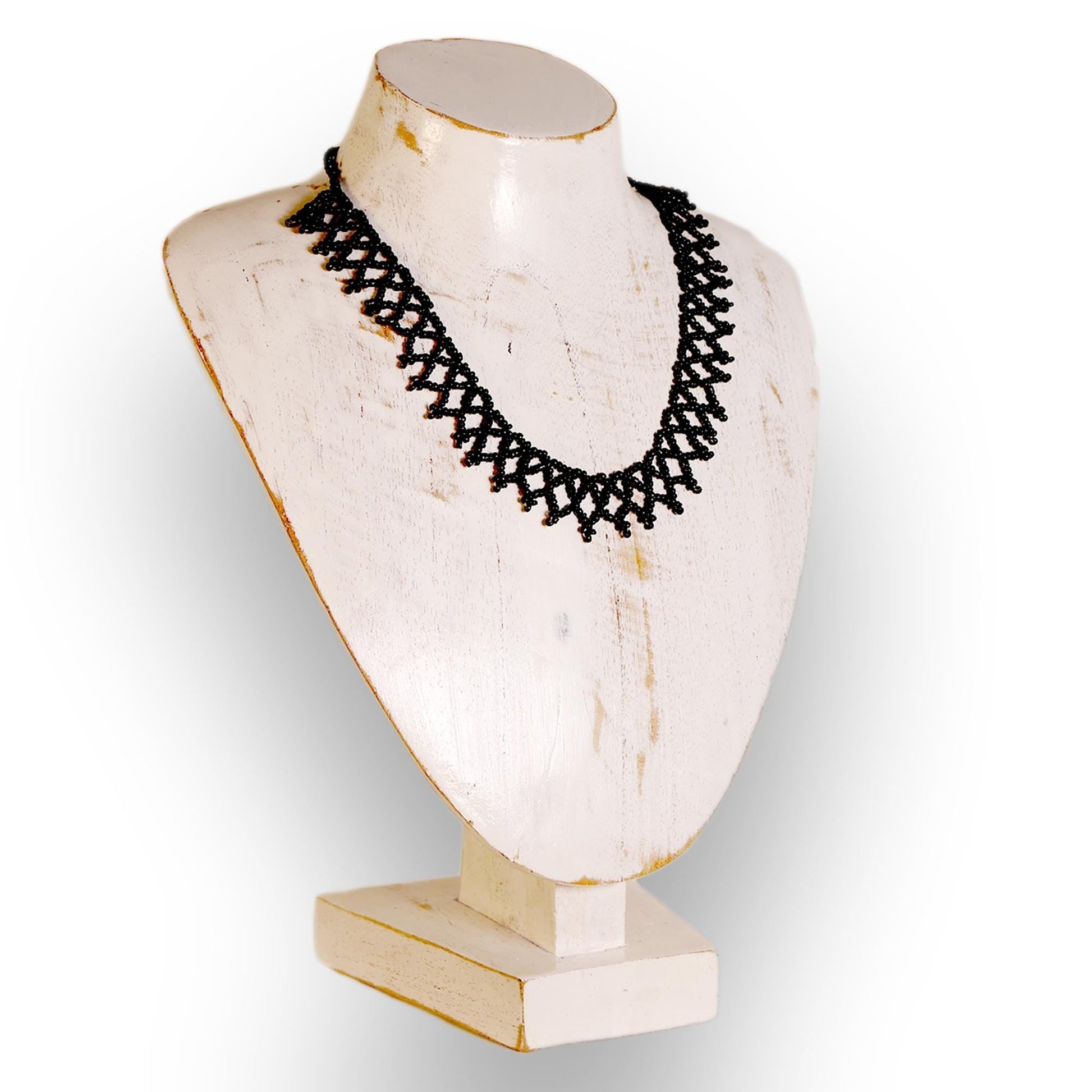 Wooden Jewelry Stand White 25cm (9.8") | Round Necklace Display Bust