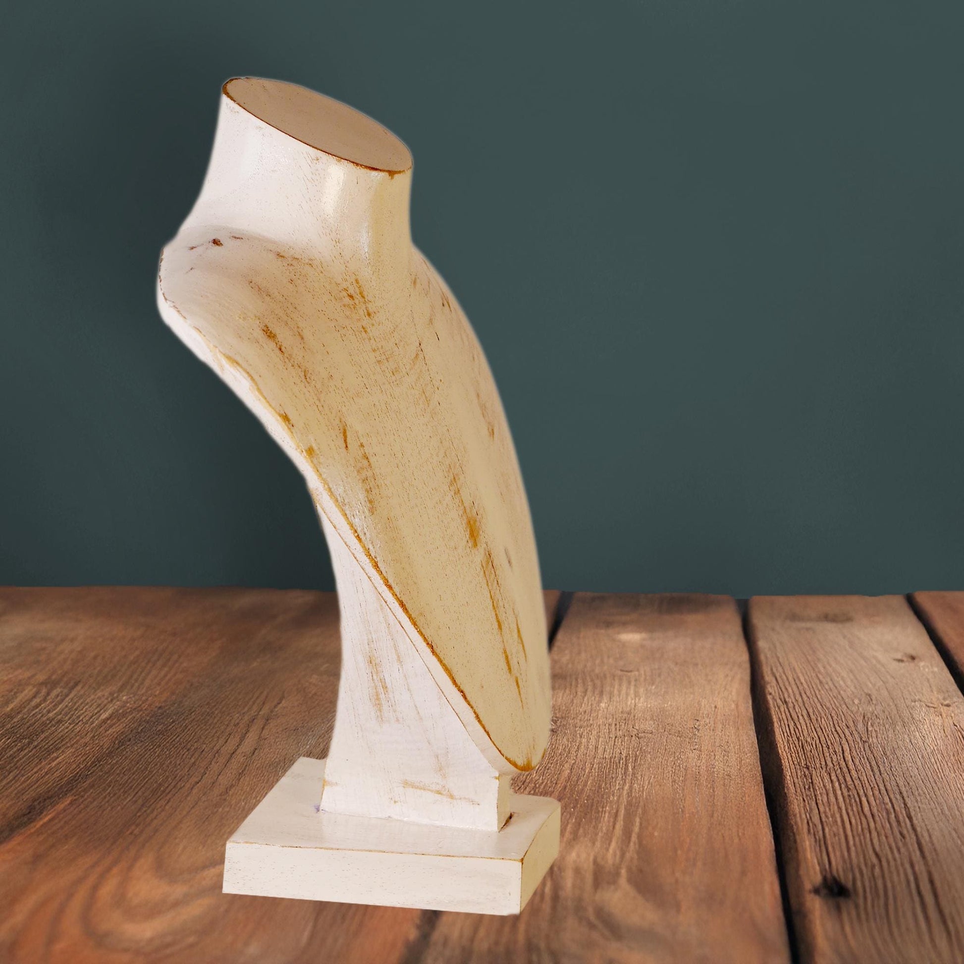 Wooden Jewelry Stand White 25cm (9.8") | Round Necklace Display Bust