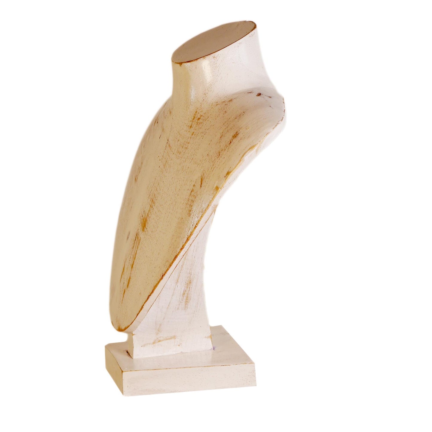 Wooden Jewelry Stand White 25cm (9.8") | Round Necklace Display Bust