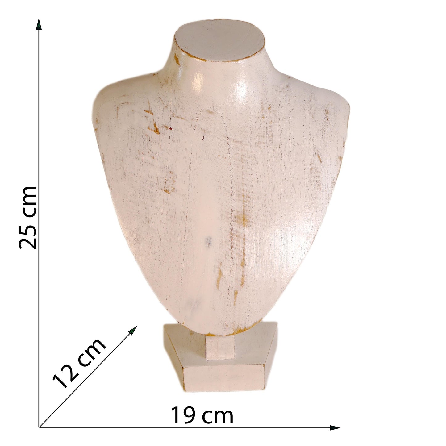 Wooden Jewelry Stand White 25cm (9.8") | Round Necklace Display Bust