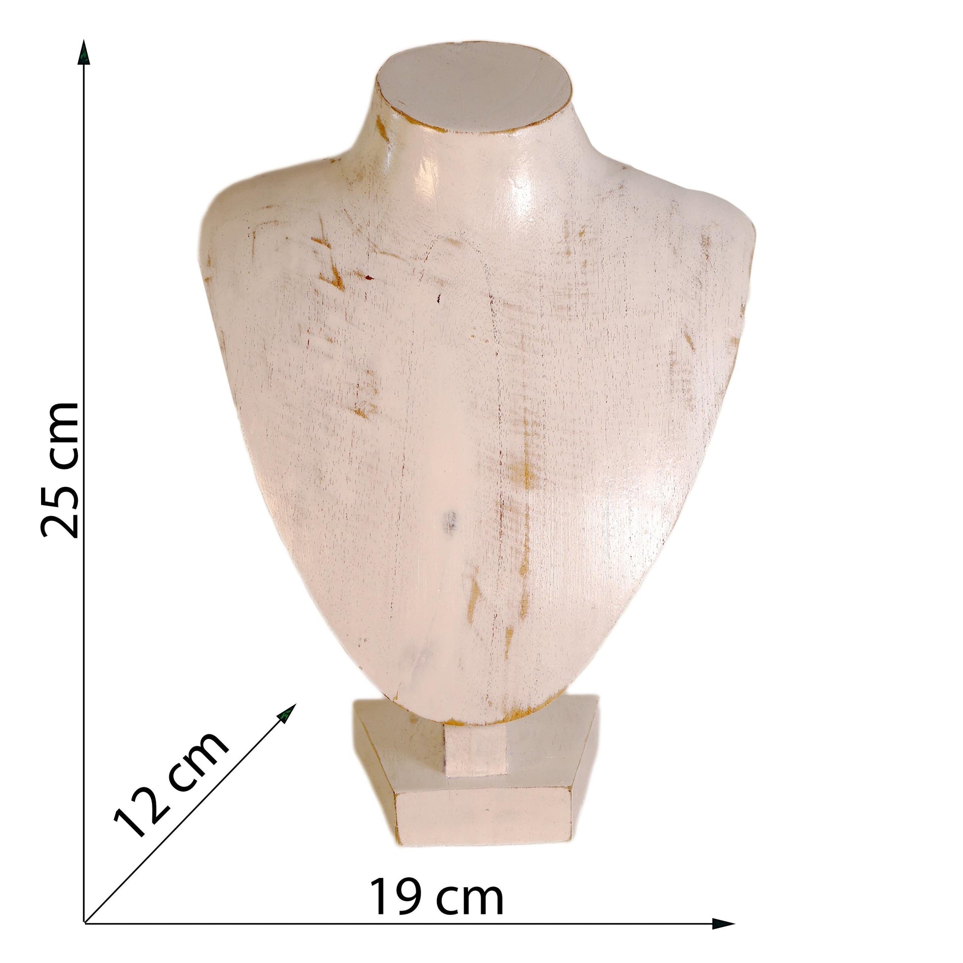 Wooden Jewelry Stand White 25cm (9.8") | Round Necklace Display Bust